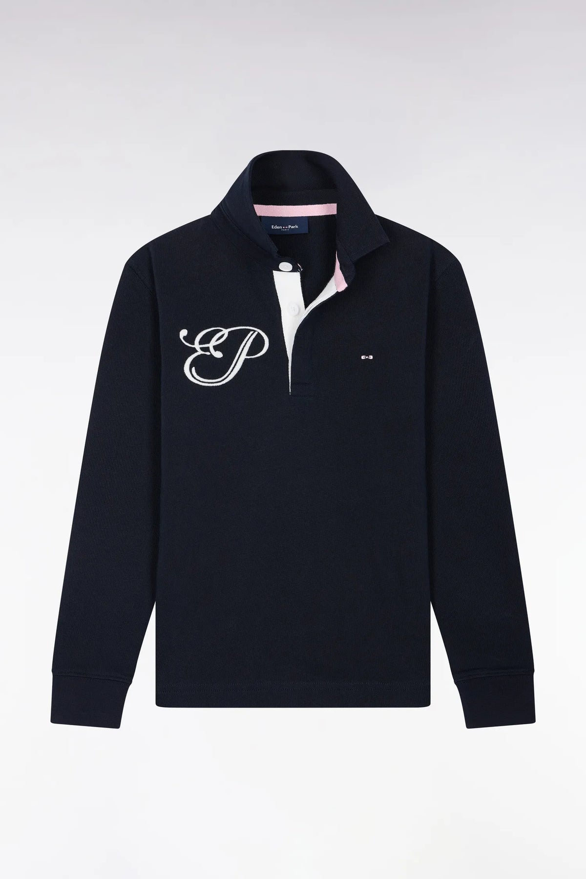 Eden Park 0 Boys Straight-Cut Embroidered Navy Cotton Long-Sleeved Jersey SKU: H26MAIML0028_BLF Image 01