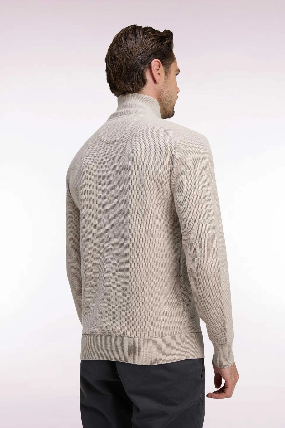 Eden Park 0 Men Straight-Cut Beige Cotton Trucker Collar Sweater SKU: H26MAIPU0006_BEM30 Image 04