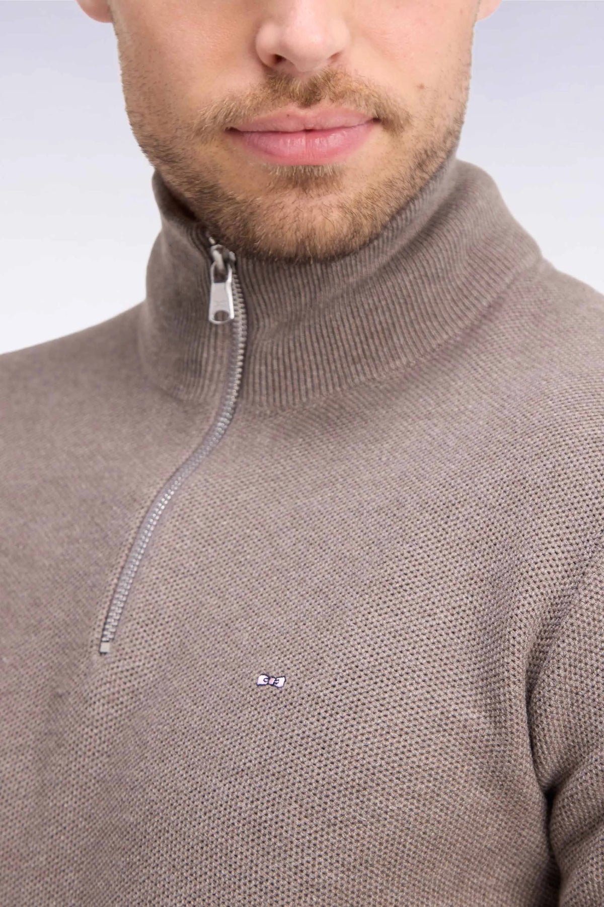 Eden Park 0 Men Trucker Collar Sweater in Anthracite Grey Cotton with a Straight Cut SKU: H26MAIPU0006_GRM1 Image 06