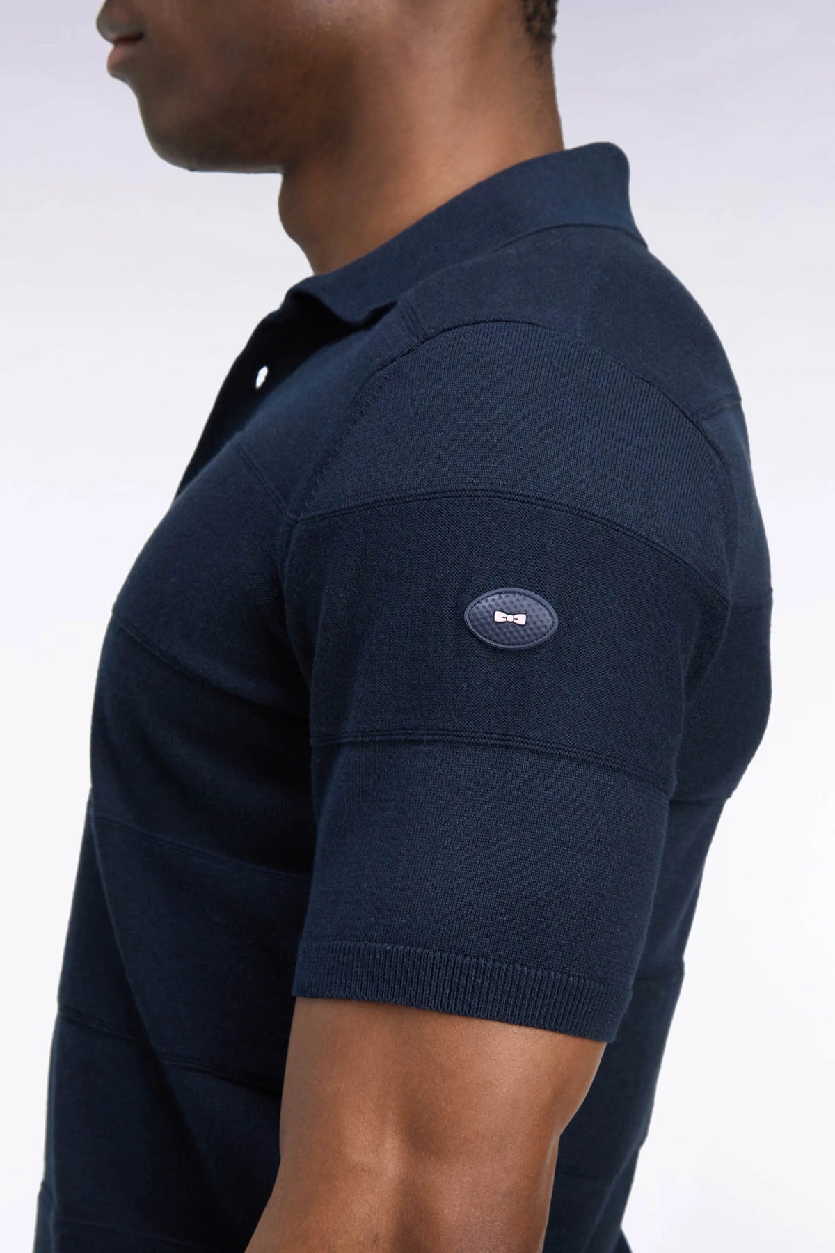 Eden Park 0 Men Short-Sleeved Golf Sweater with Polo Collar in Cotton and Navy Viscose with a Straight Cut SKU: H26MAIPU0067_BLF Image 06