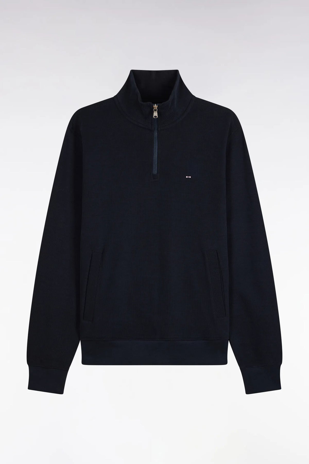 Eden Park 0 Men Straight-Cut Navy Cotton Fleece Trucker Collar Sweatshirt SKU: H26MAISW0002_BLF Image 02