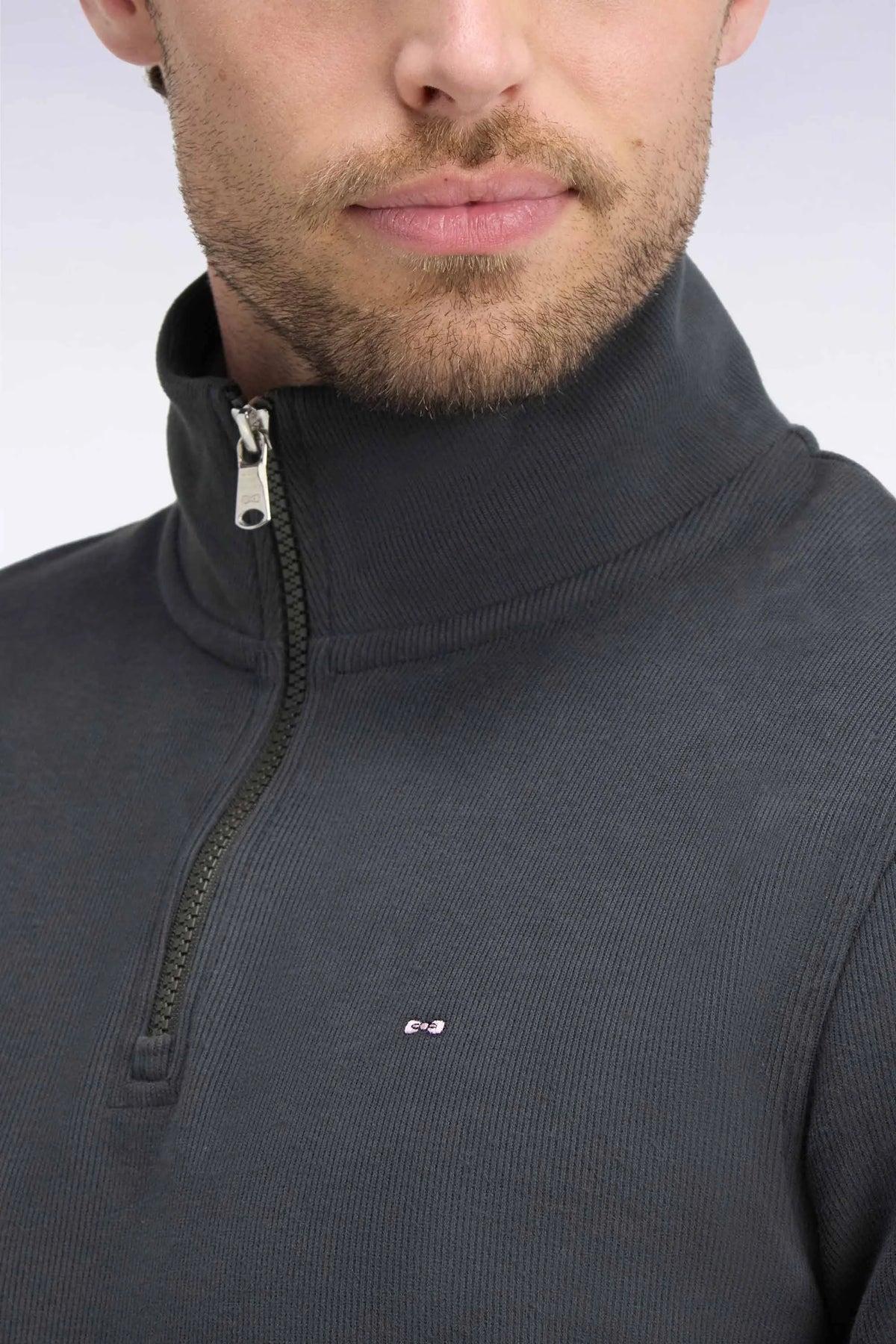 Eden Park 0 Men Straight-Cut Khaki Cotton Fleece Trucker Collar Sweatshirt SKU: H26MAISW0002_KAF1 Image 06