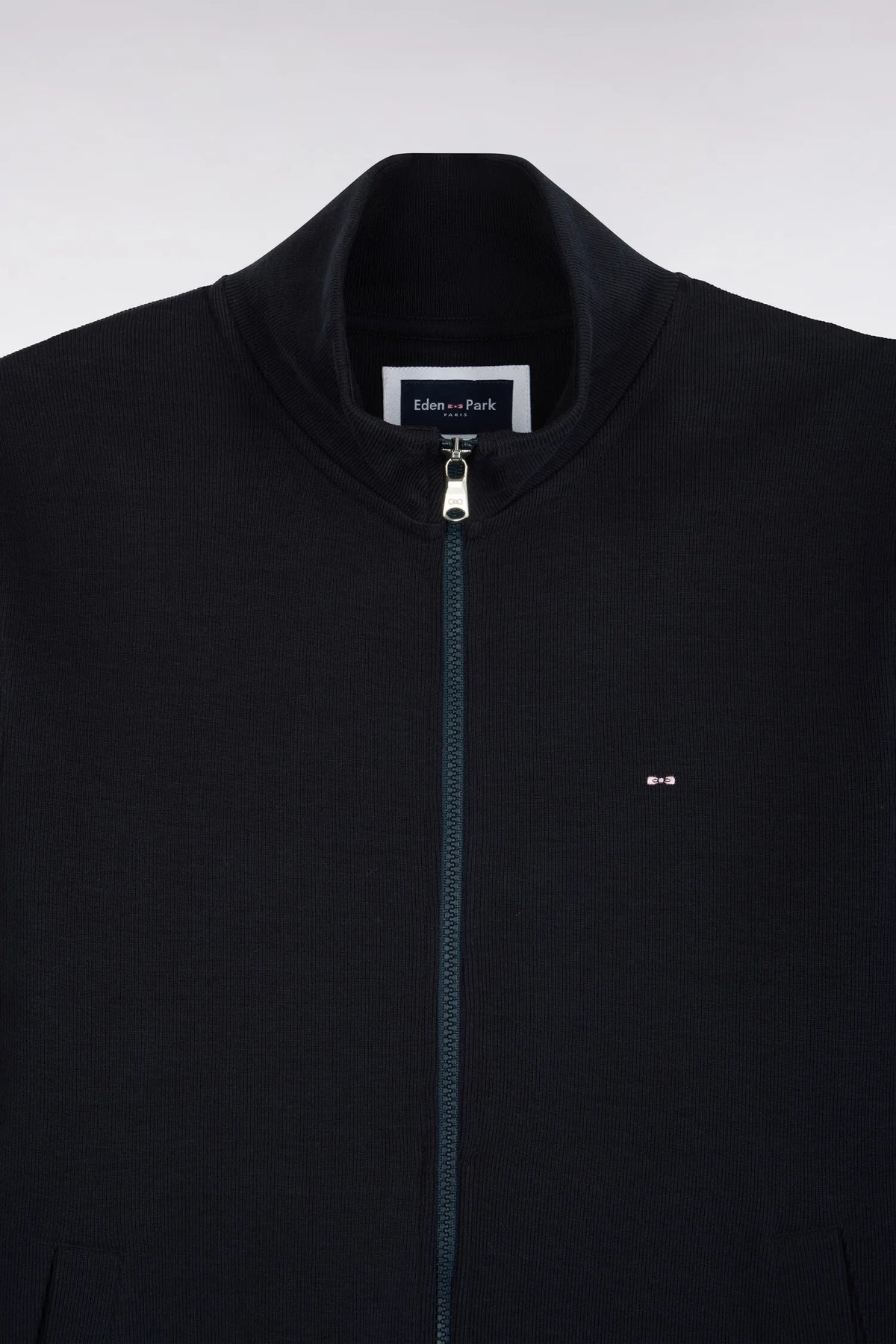 Eden Park 0 Men Zip-Up Sweatshirt in Navy Cotton Fleece with a Straight Cut SKU: H26MAISW0003_BLF Image 05