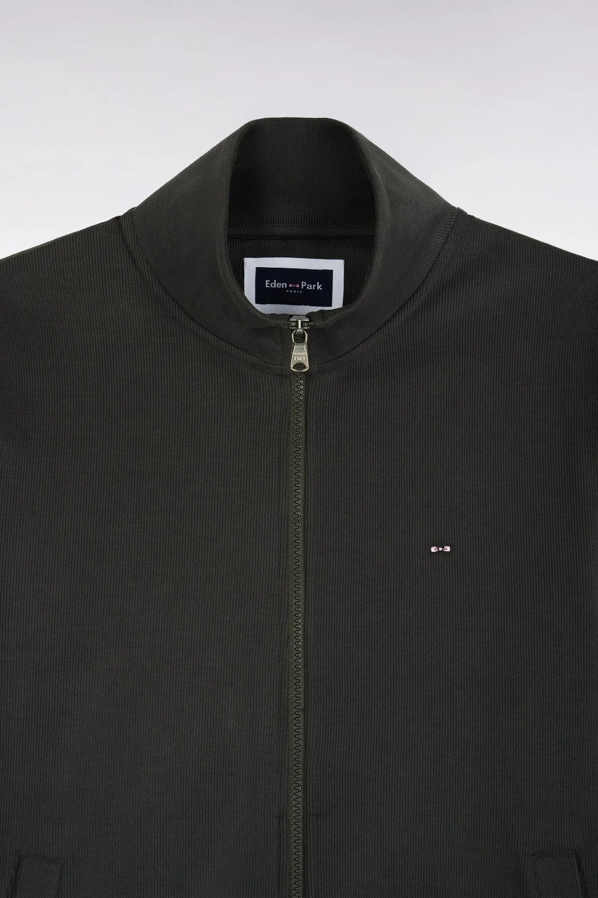 Eden Park 0 Men Zipped Sweatshirt in Khaki Cotton Fleece with a Straight Cut SKU: H26MAISW0003_KAF1 Image 05