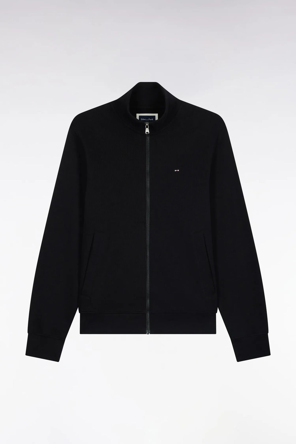 Eden Park 0 Men Straight-Cut Black Cotton Fleece Zip-Up Sweatshirt SKU: H26MAISW0003_NO Image 02