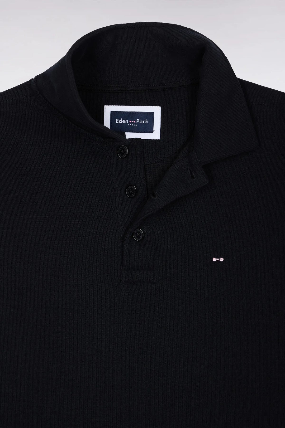 Eden Park 0 Men Straight-Cut Black Cotton Polo Neck Sweatshirt SKU: H26MAISW0004_NO Image 05