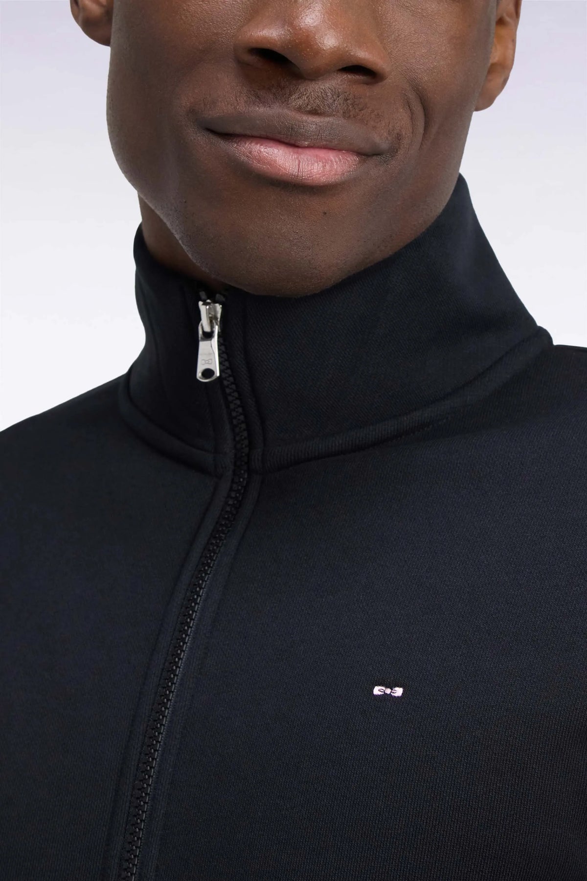 Eden Park 0 Men Straight Cut Black Cotton Zip-Up Sweatshirt with Trucker Collar SKU: H26MAISW0006_NO Image 06
