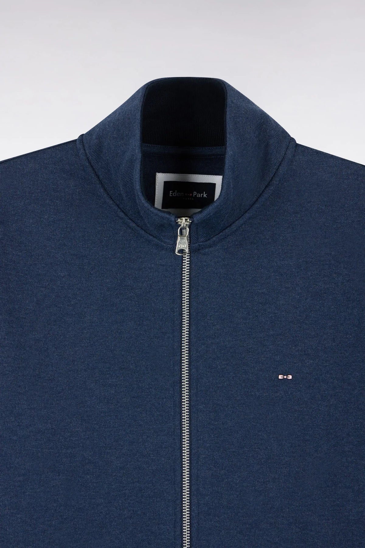 Eden Park 0 Men Zip-Up Sweatshirt with High Collar in Mottled Cotton Fleece with a Straight Cut SKU: H26MAISW0026_BLF21 Image 05