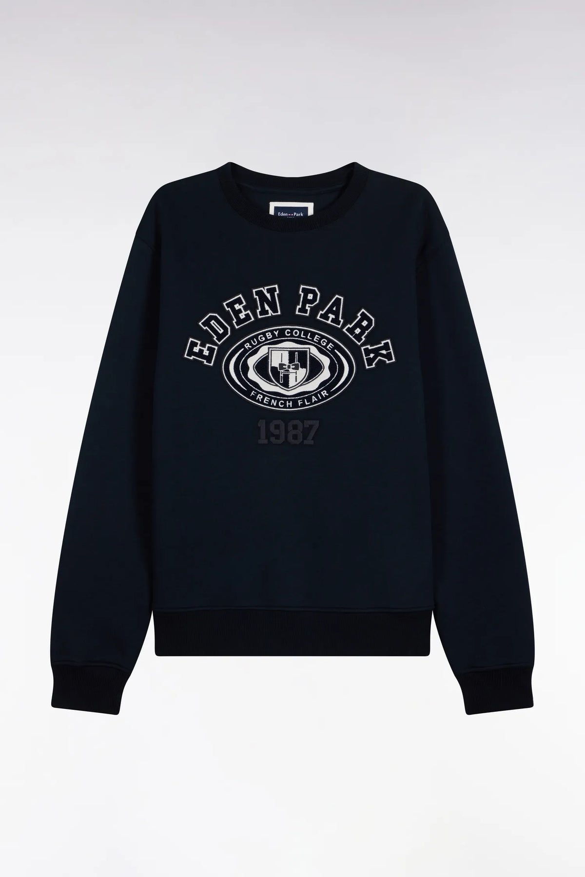 Eden Park 0 Men Straight-Cut Embroidered Navy Fleece Sweatshirt SKU: H26MAISW0033_BLF Image 01