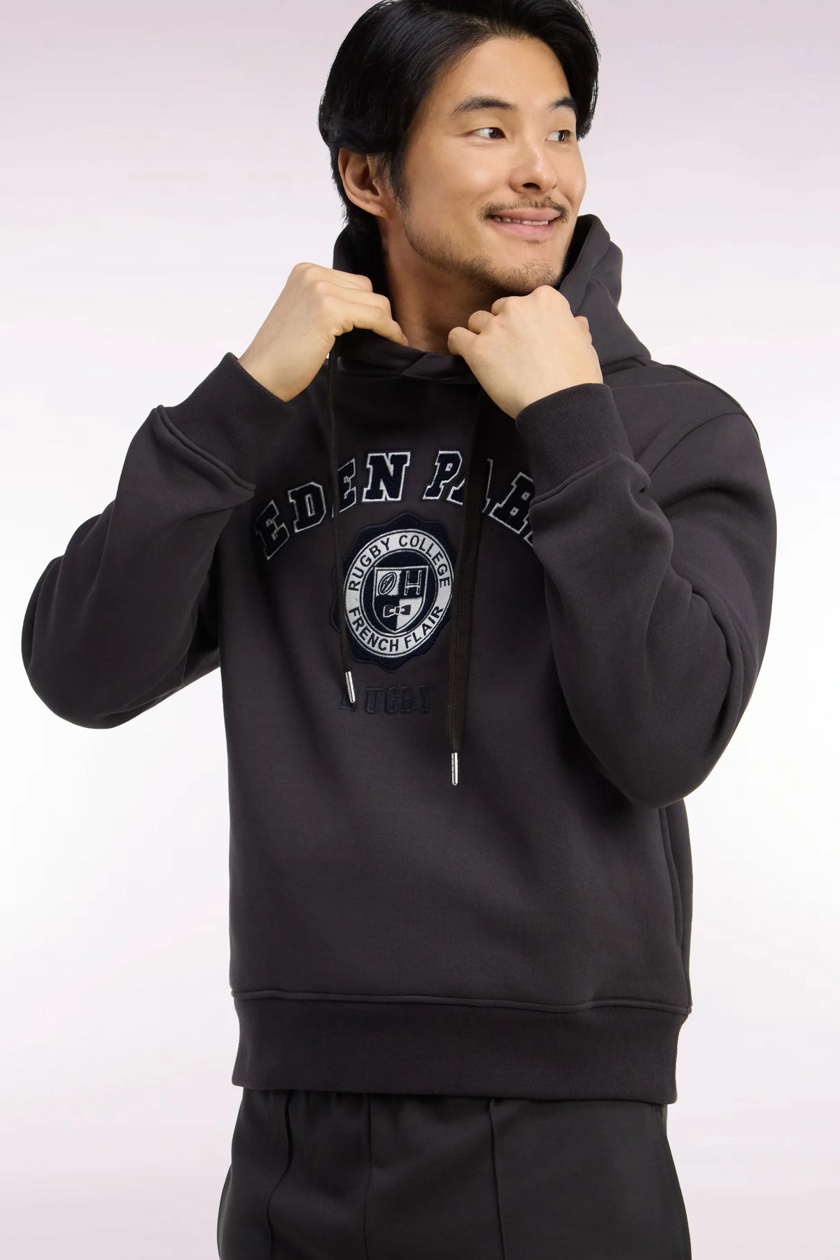 Eden Park 0 Men Brown Fleece Hoodie with Heritage Rugby Straight Cut Embroidery SKU: H26MAISW0038_MAF1 Image 03