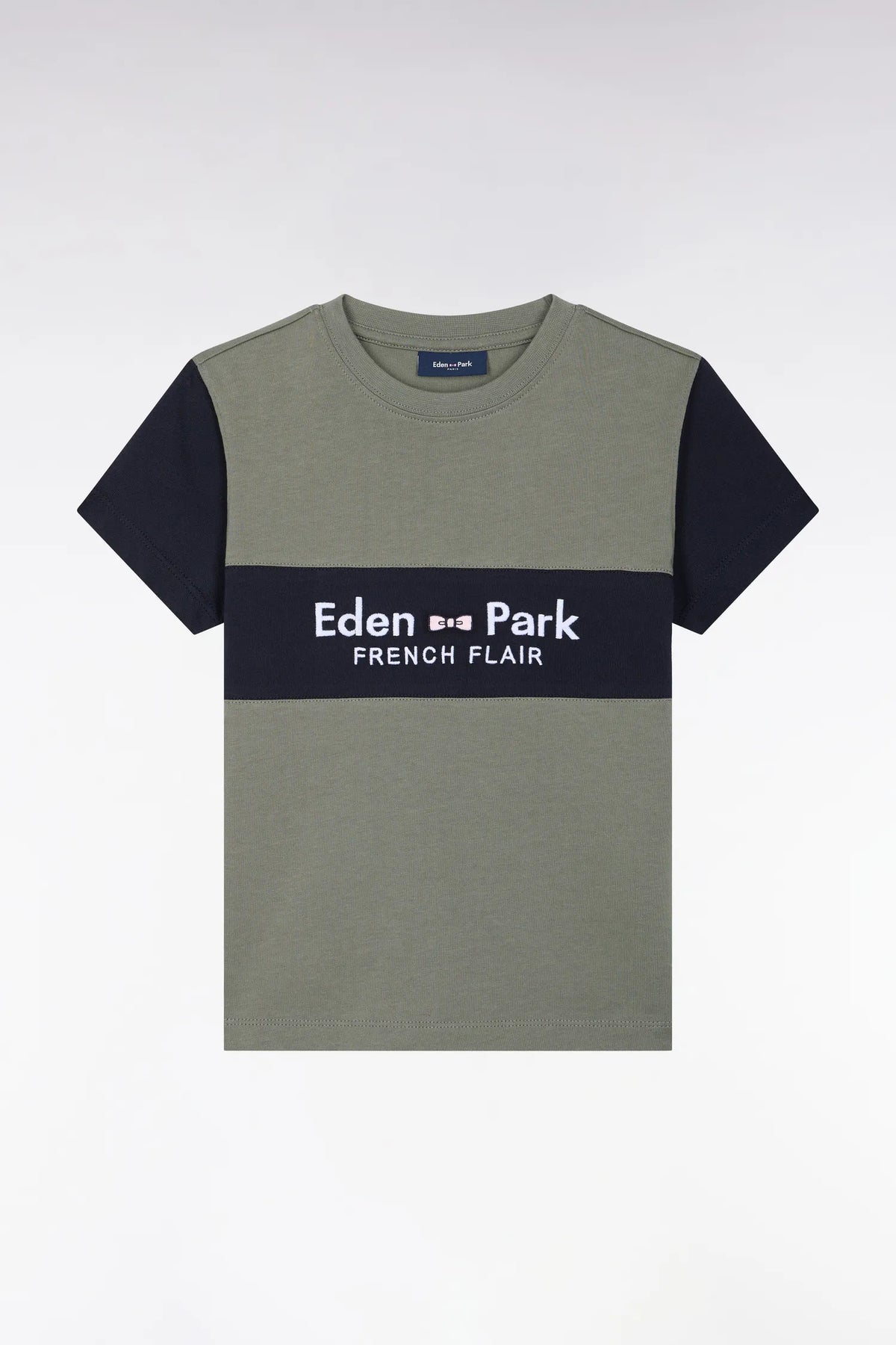 Eden Park Boys Short-Sleeved Khaki Cotton Straight-Cut T-Shirt SKU: H26MAITC0023_KAF8 Image 01