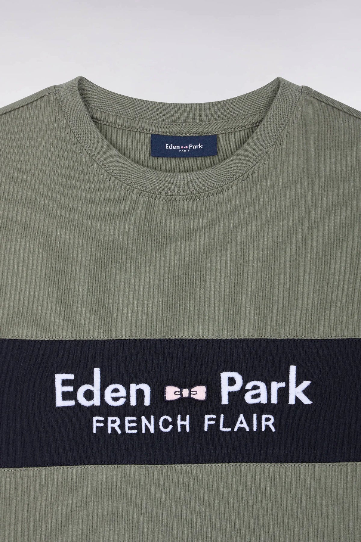 Eden Park Boys Short-Sleeved Khaki Cotton Straight-Cut T-Shirt SKU: H26MAITC0023_KAF8 Image 02
