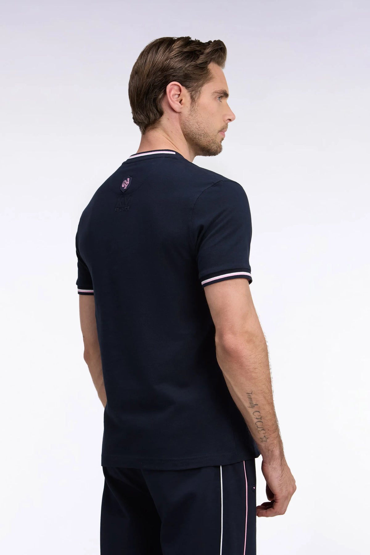 Eden Park Men Short-Sleeved Navy T-Shirt XV De France Straight Cut SKU: H26MAITC0036_BLF Image 04