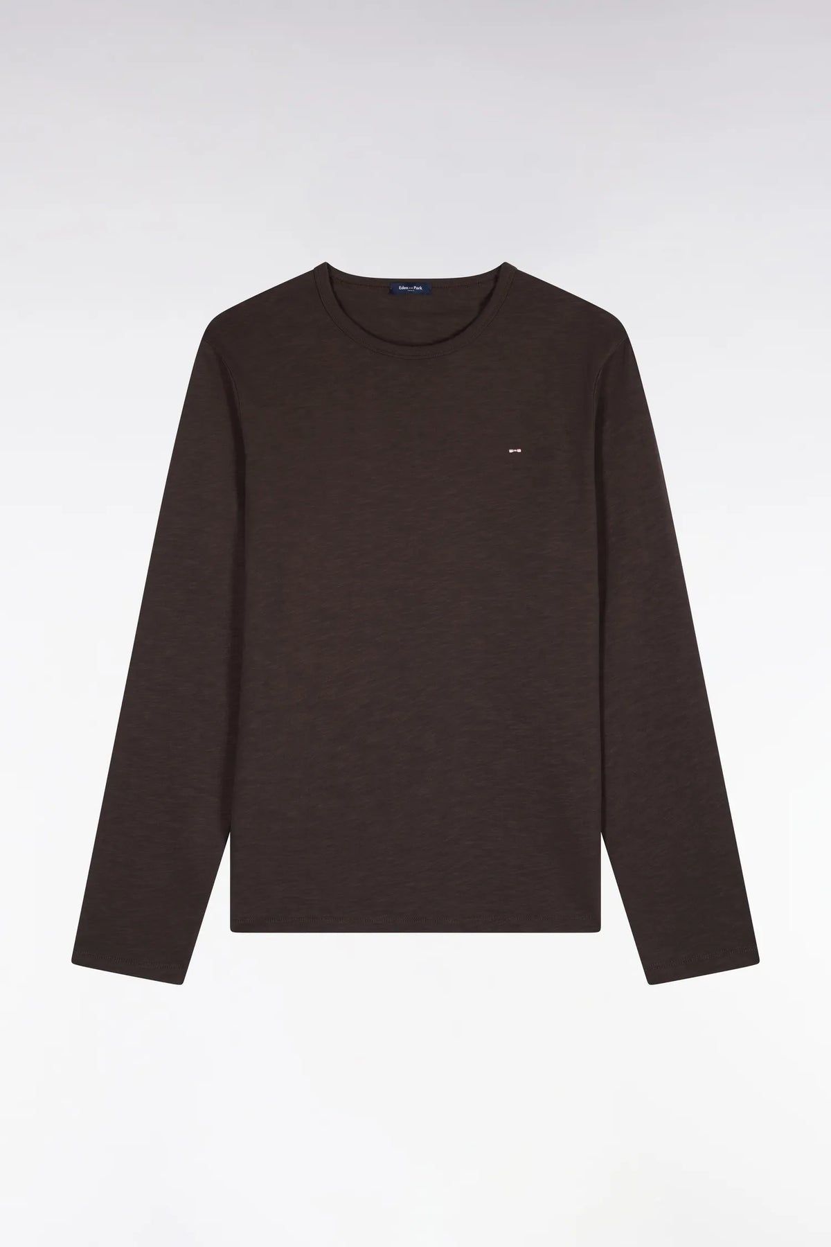 Eden Park Men Brown Cotton Long-Sleeved T-Shirt with Slim Fit SKU: H26MAITL0006_MAF1 Image 02