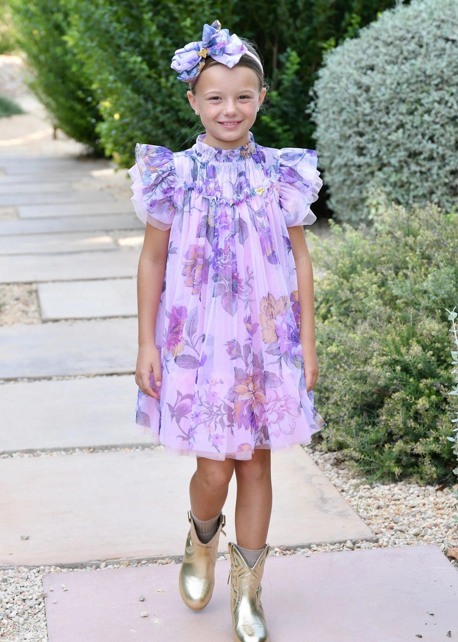 Angels Face 0 Girls Hettie Floral Dress Fairy Pink SKU: HETTIE_Fairy Pink Image 02