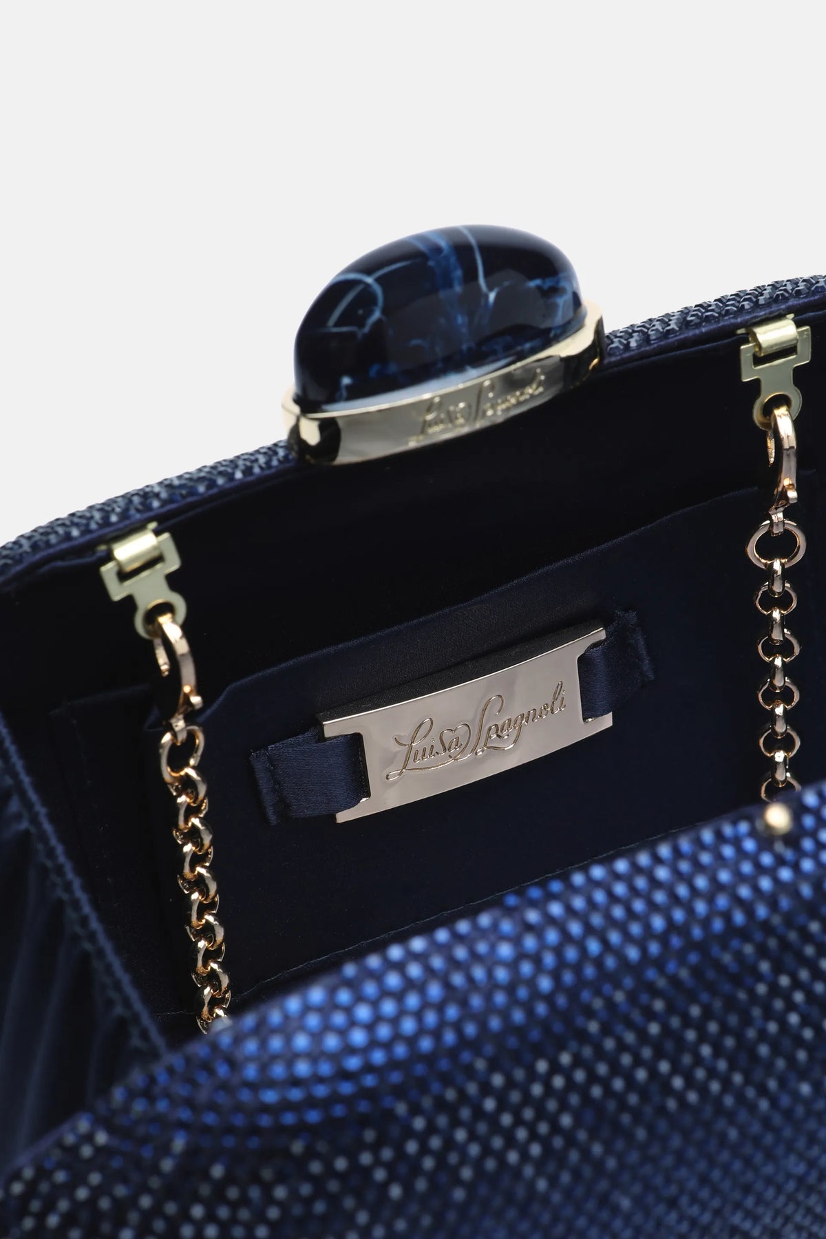 Luisa Spagnoli Blu/Oro Women Ialofane Elegant Crystal-Embellished Clutch SKU: IALOFANE_1227 0002 Image 06
