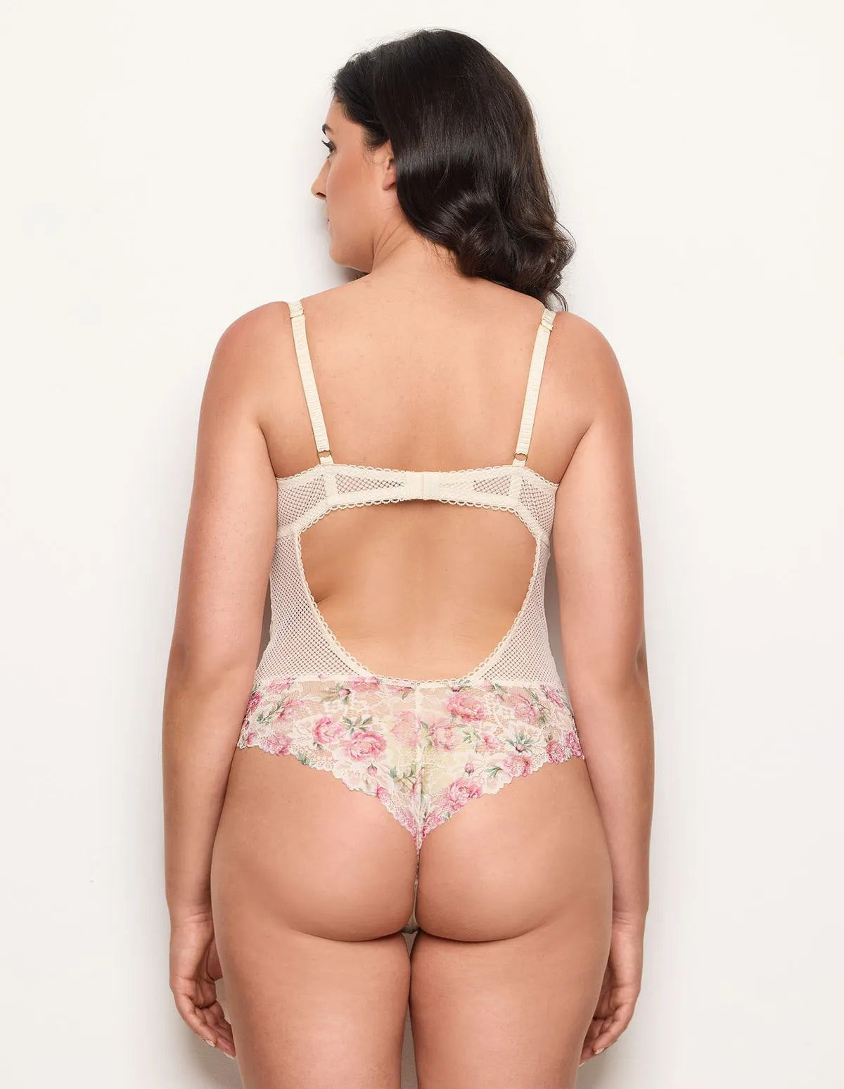 Yamamay_Almond_Unlined Bodysuit in Lace and Tulle with Underwire Ð Eloise_IBDD183007_244_03