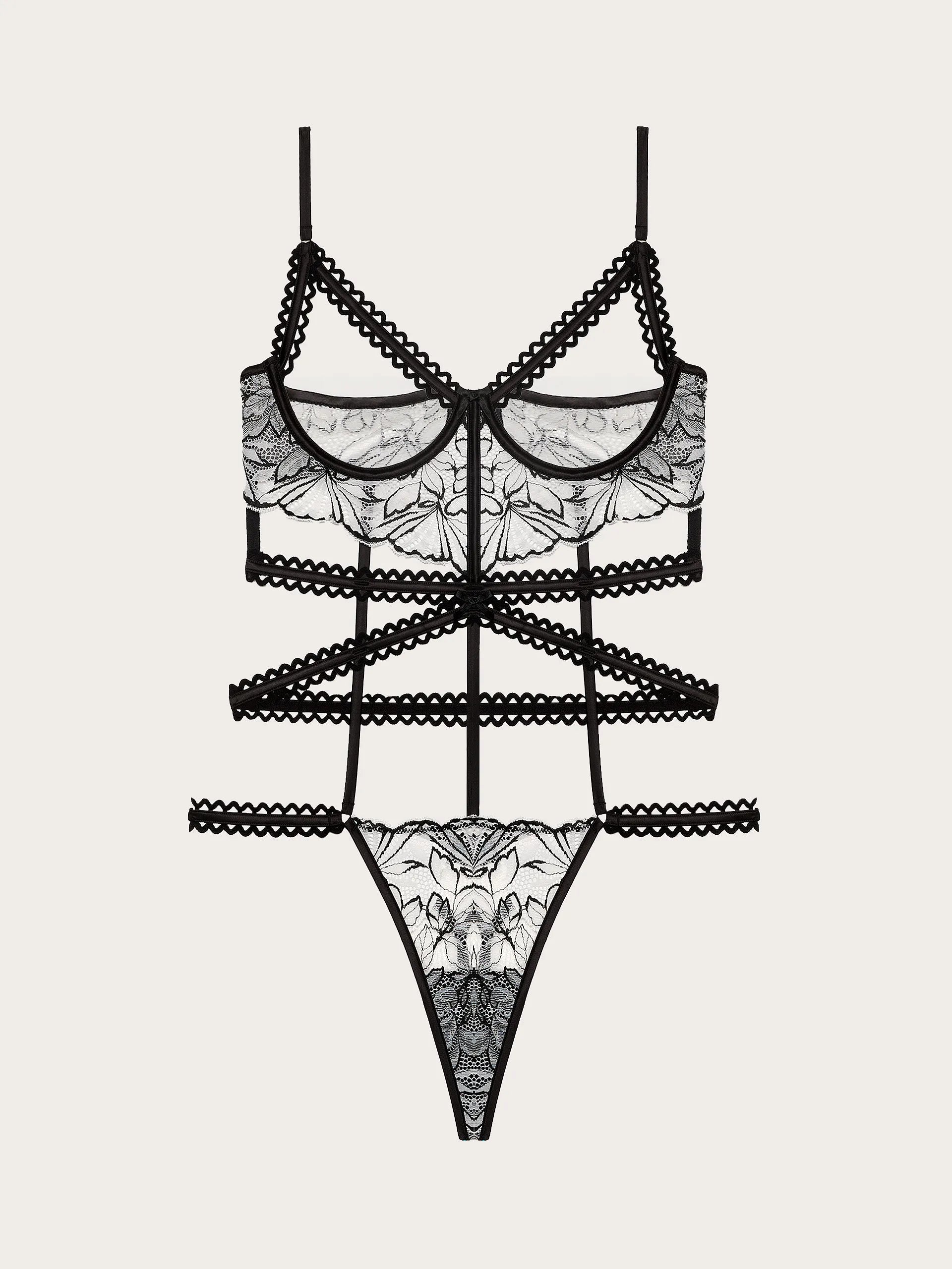 Yamamay_Black_Unlined Bodysuit with Underwire in Embroidered Tulle - Priv� Frivolous_IBDD191006_072_05