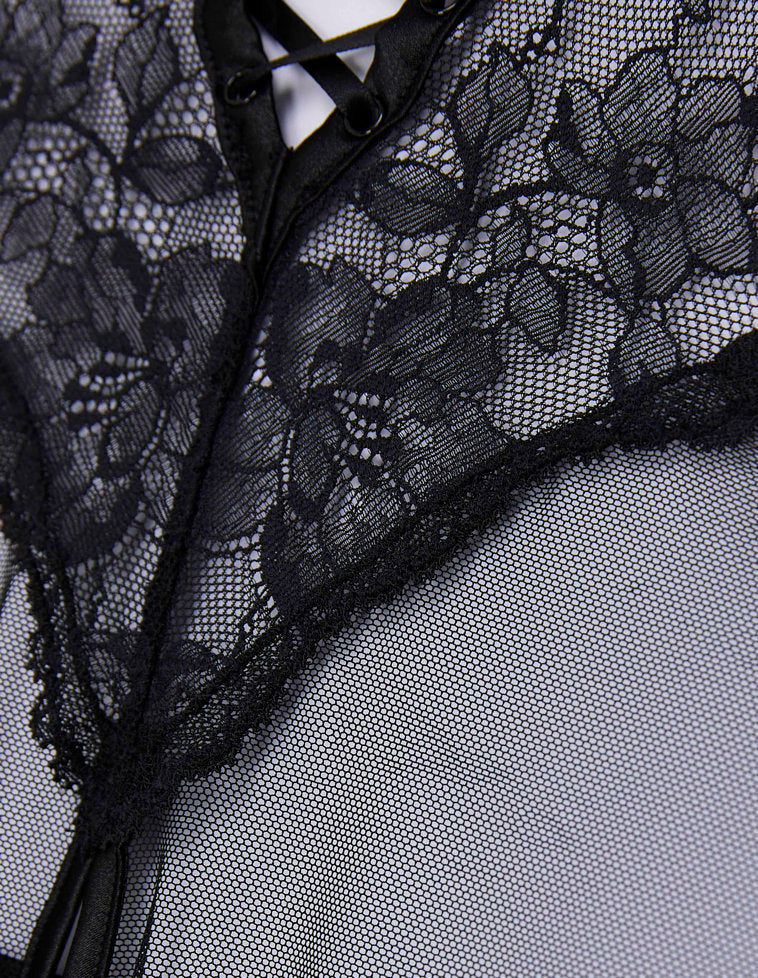 Yamamay_PrivŽ - Black Cross Lace and Net Babydoll with Satin Lacing_ICRD181005_072_06