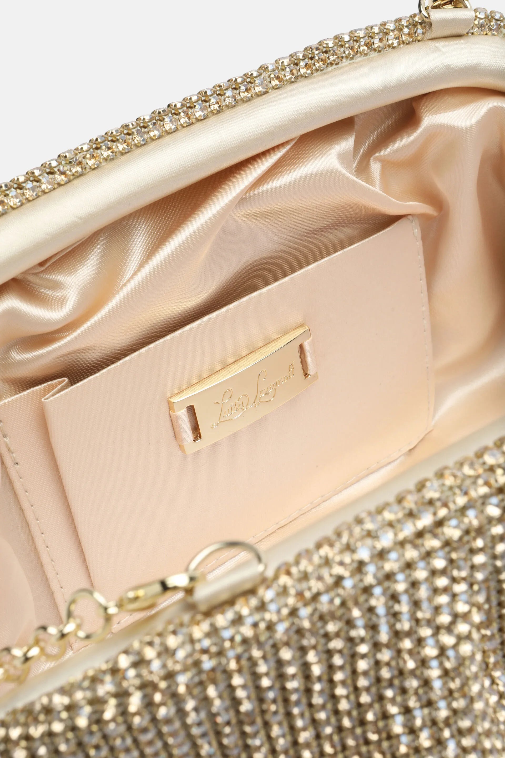 Luisa Spagnoli Nickel/Oro Women Invitata - Small Crystal-Embellished Clutch SKU: INVITATA C_0001 0002 Image 06