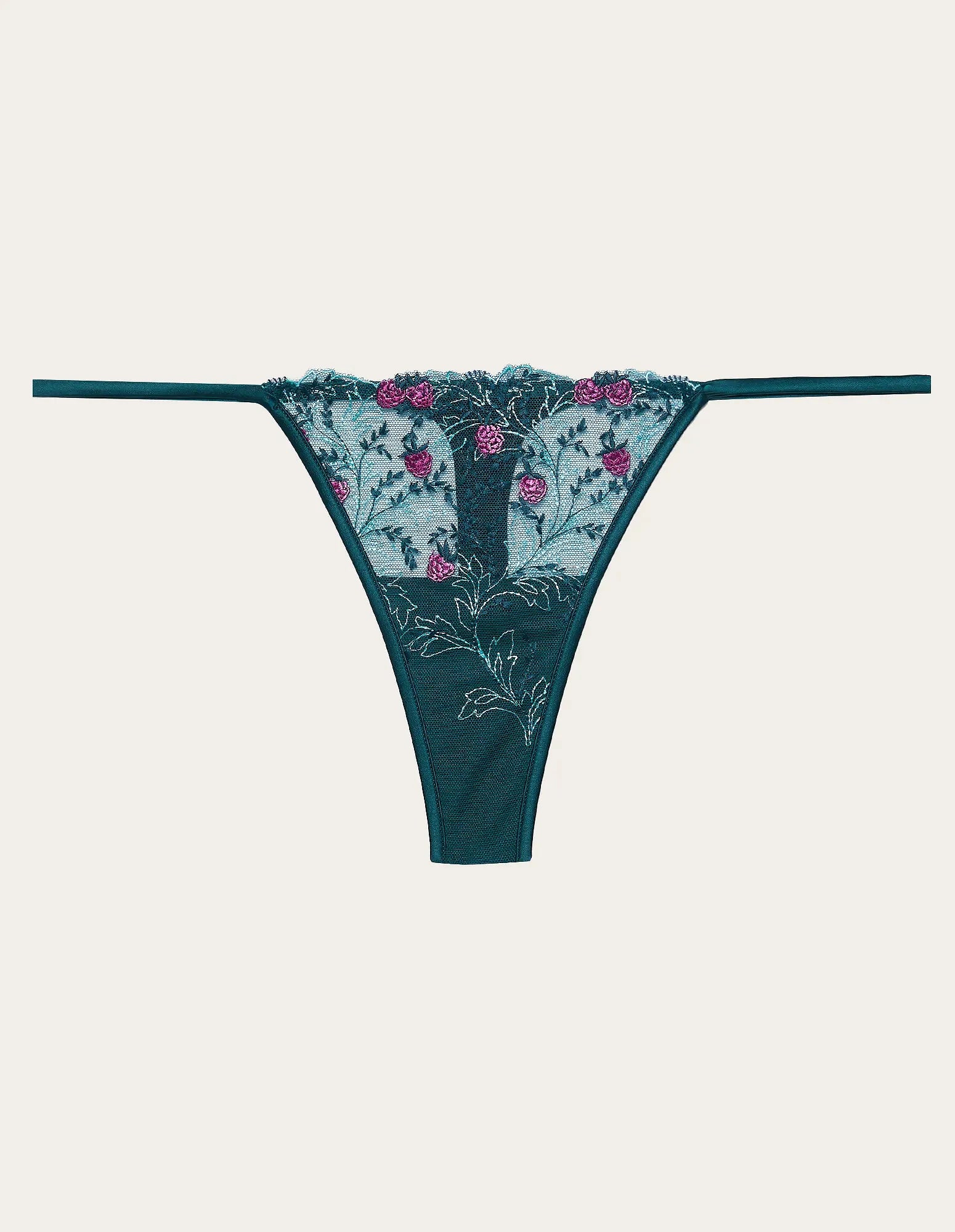 Yamamay_Dark Green_Satin and Tulle Thong with Embroidery Ð Berry_IPED183008_121_06