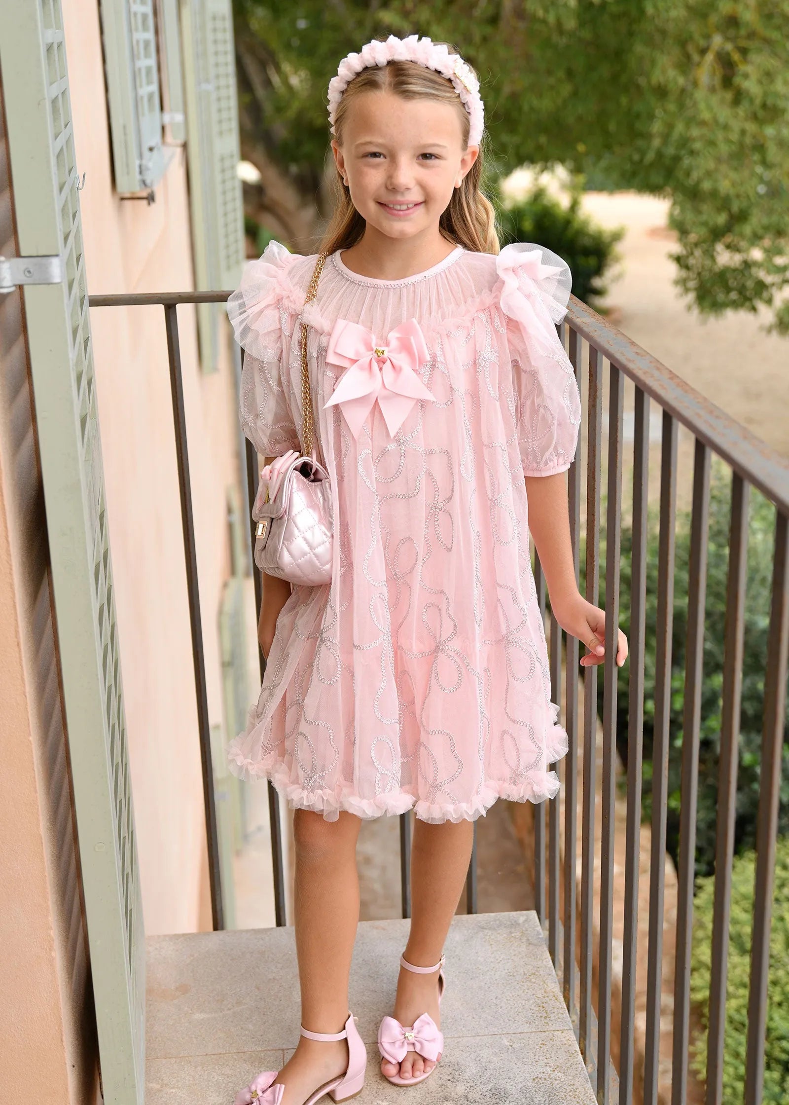 Angels Face 0 Girls Isabella 3D Tulle Dress Pale Pink SKU: ISABELLA_Pale Pink Image 02