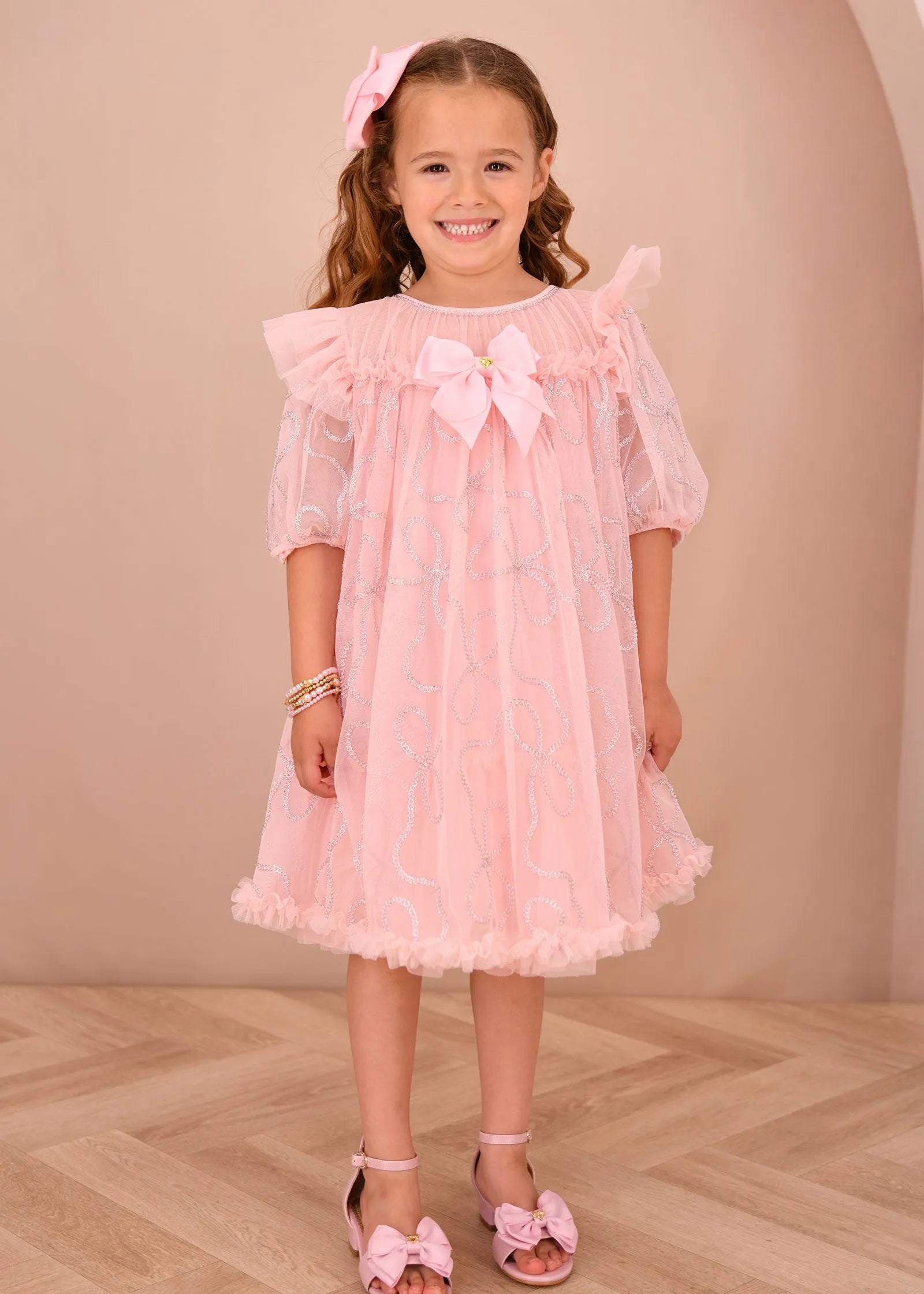 Angels Face 0 Girls Isabella 3D Tulle Dress Pale Pink SKU: ISABELLA_Pale Pink Image 04