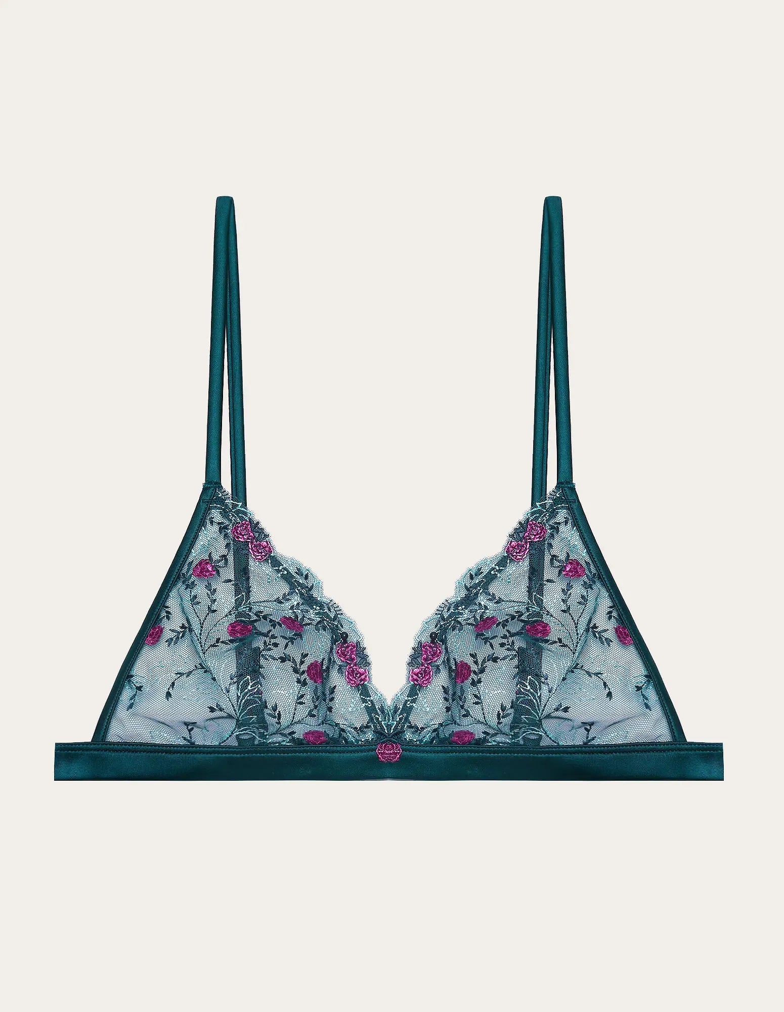 Yamamay_Dark Green_Wireless Triangle Bra in Embroidered Tulle Ð Berry_ITRD183004_121_05