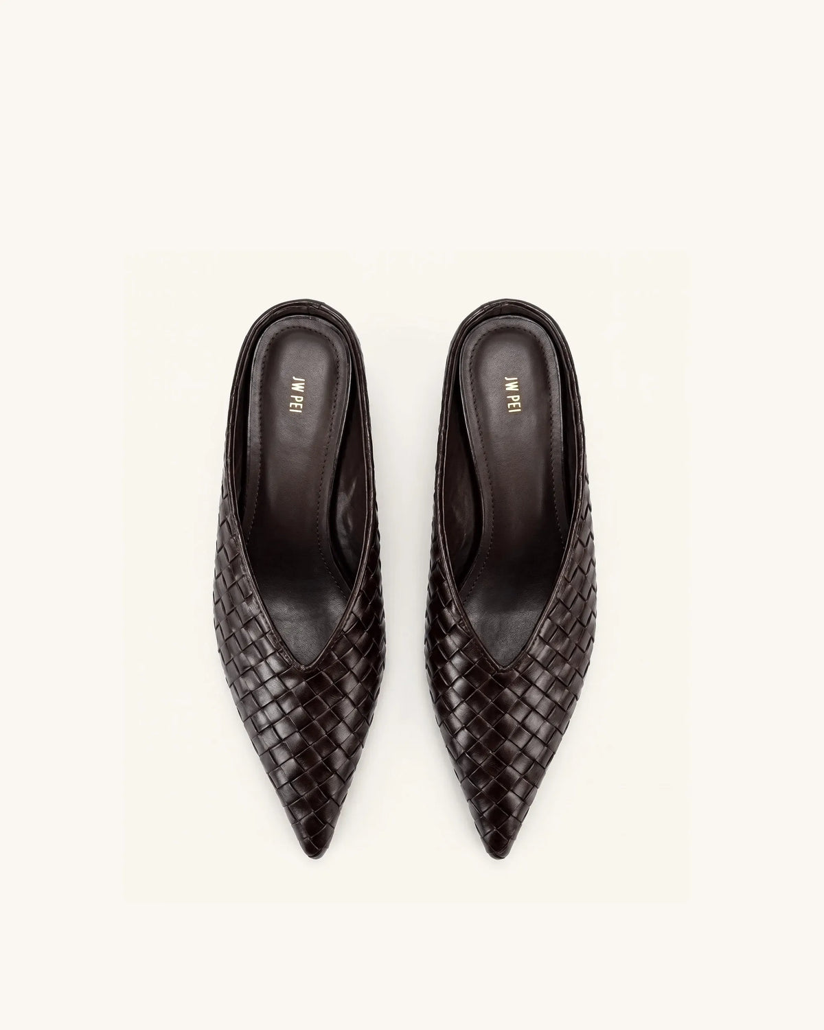 JW Pei Burgundy Women Helena Woven Textured Pointed Toe Mules SKU: J3120505X006-4_Burgundy Image 03