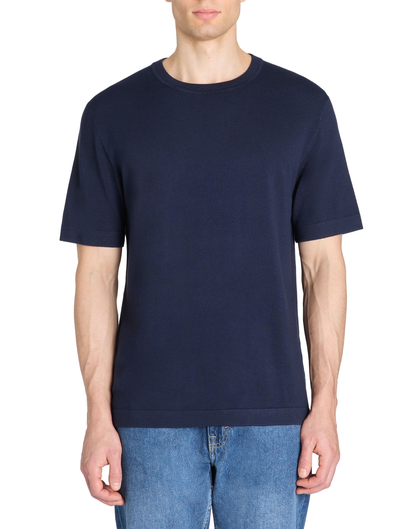 Celio_Navy 100% Cotton Round-Neck Boxy T-Shirt_JEHINATA_NAVY_02