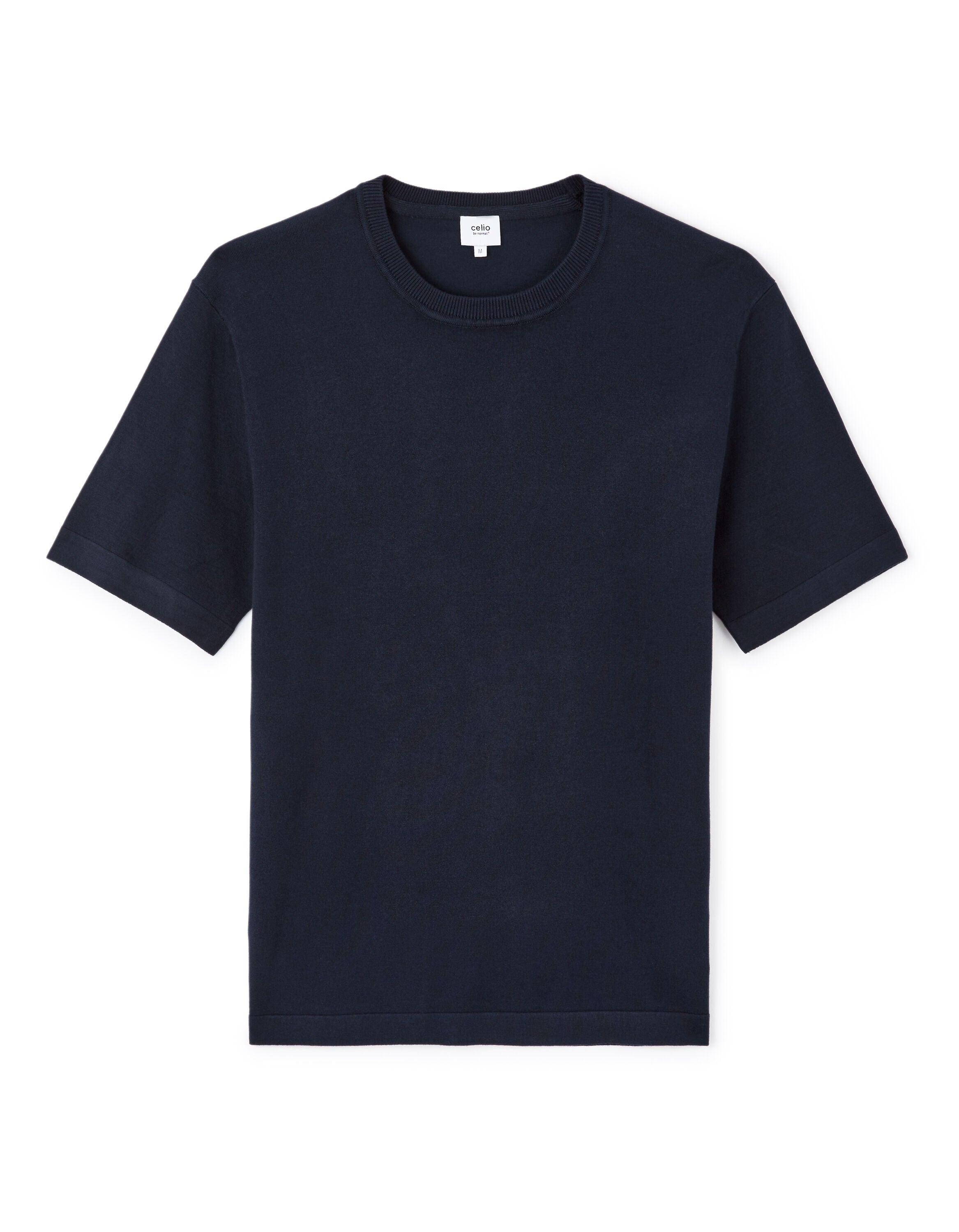 Celio_Navy 100% Cotton Round-Neck Boxy T-Shirt_JEHINATA_NAVY_04