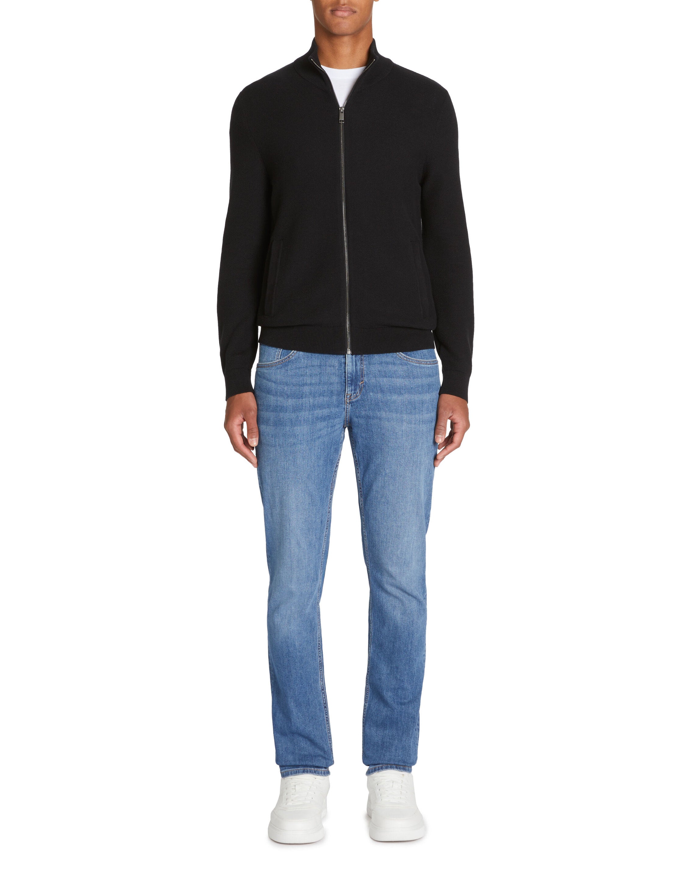 Celio_Black 100% Cotton Stand-Up Neck Cardigan_JELIMZIP_BLACK_02