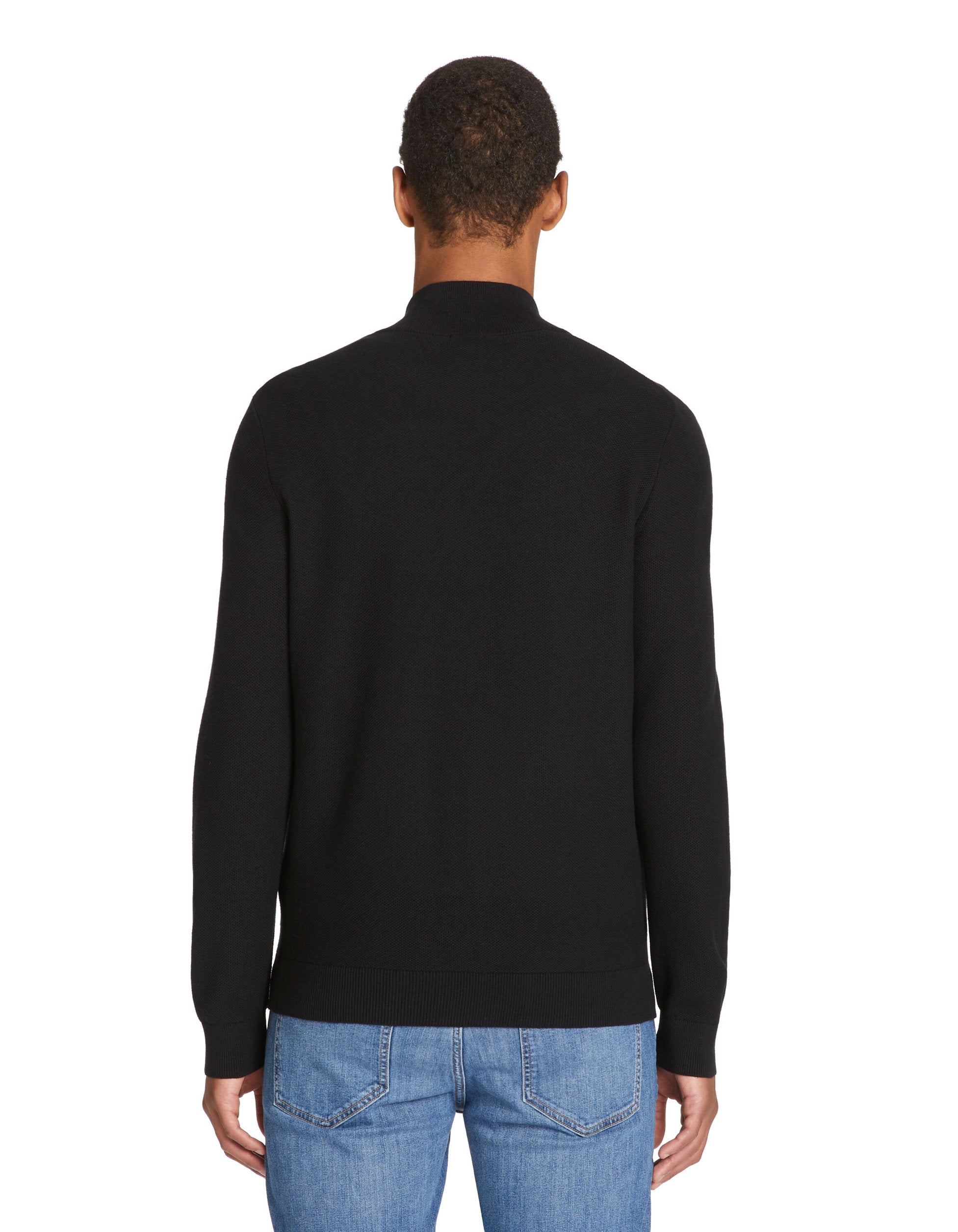 Celio_Black 100% Cotton Stand-Up Neck Cardigan_JELIMZIP_BLACK_03
