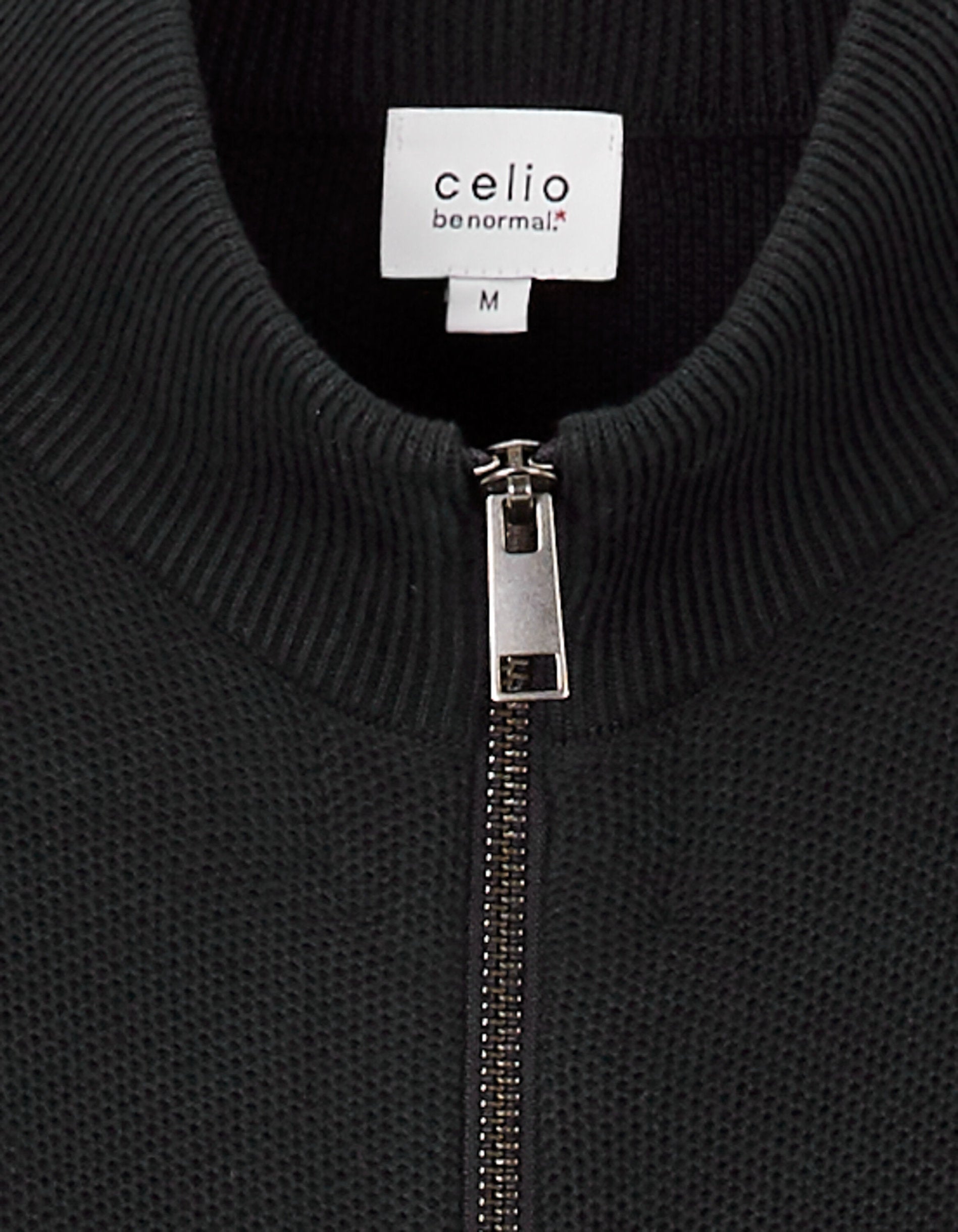 Celio_Black 100% Cotton Stand-Up Neck Cardigan_JELIMZIP_BLACK_04