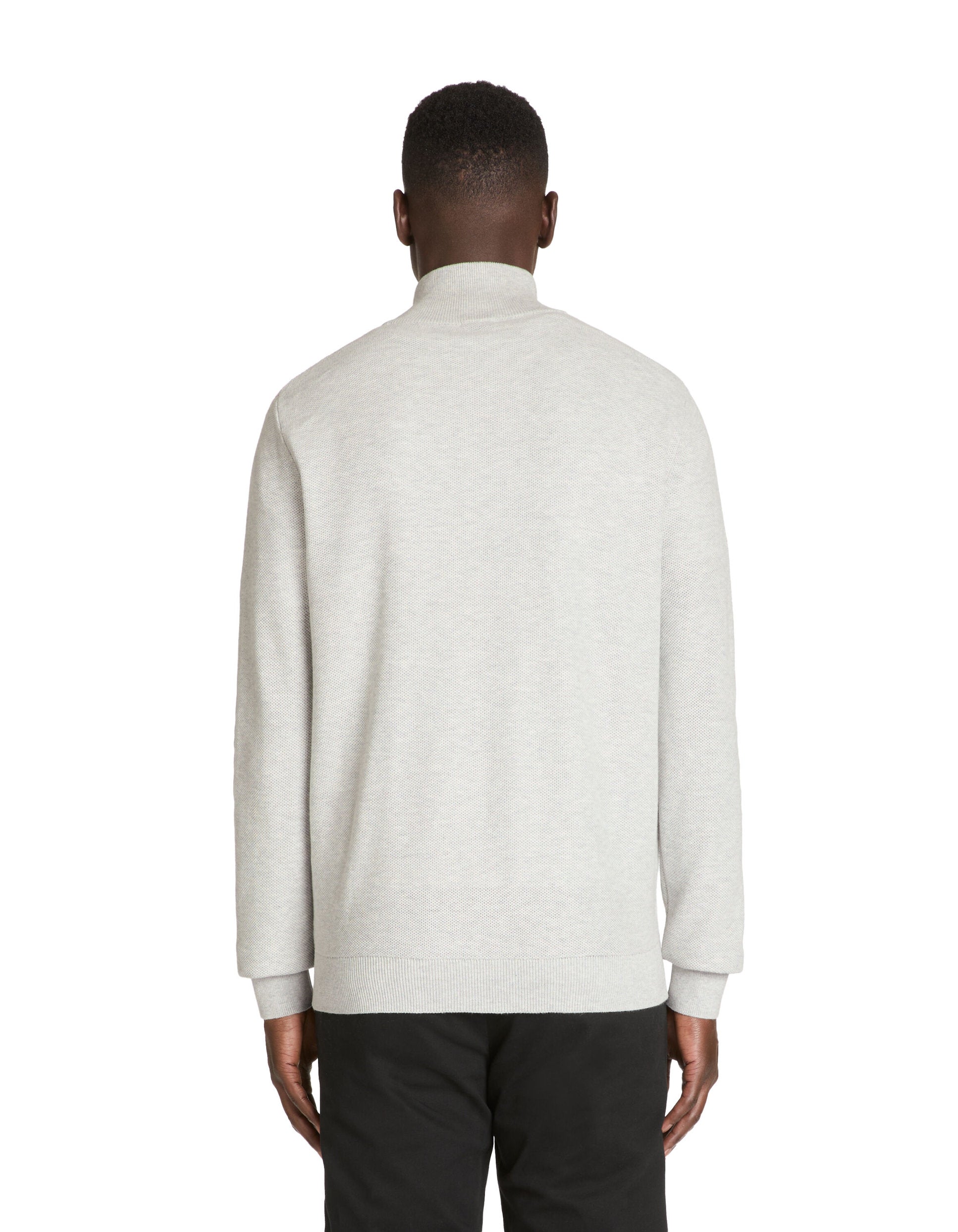 Celio_Heather Grey 100% Cotton Stand-Up Neck Cardigan_JELIMZIP_GREY MEL_03