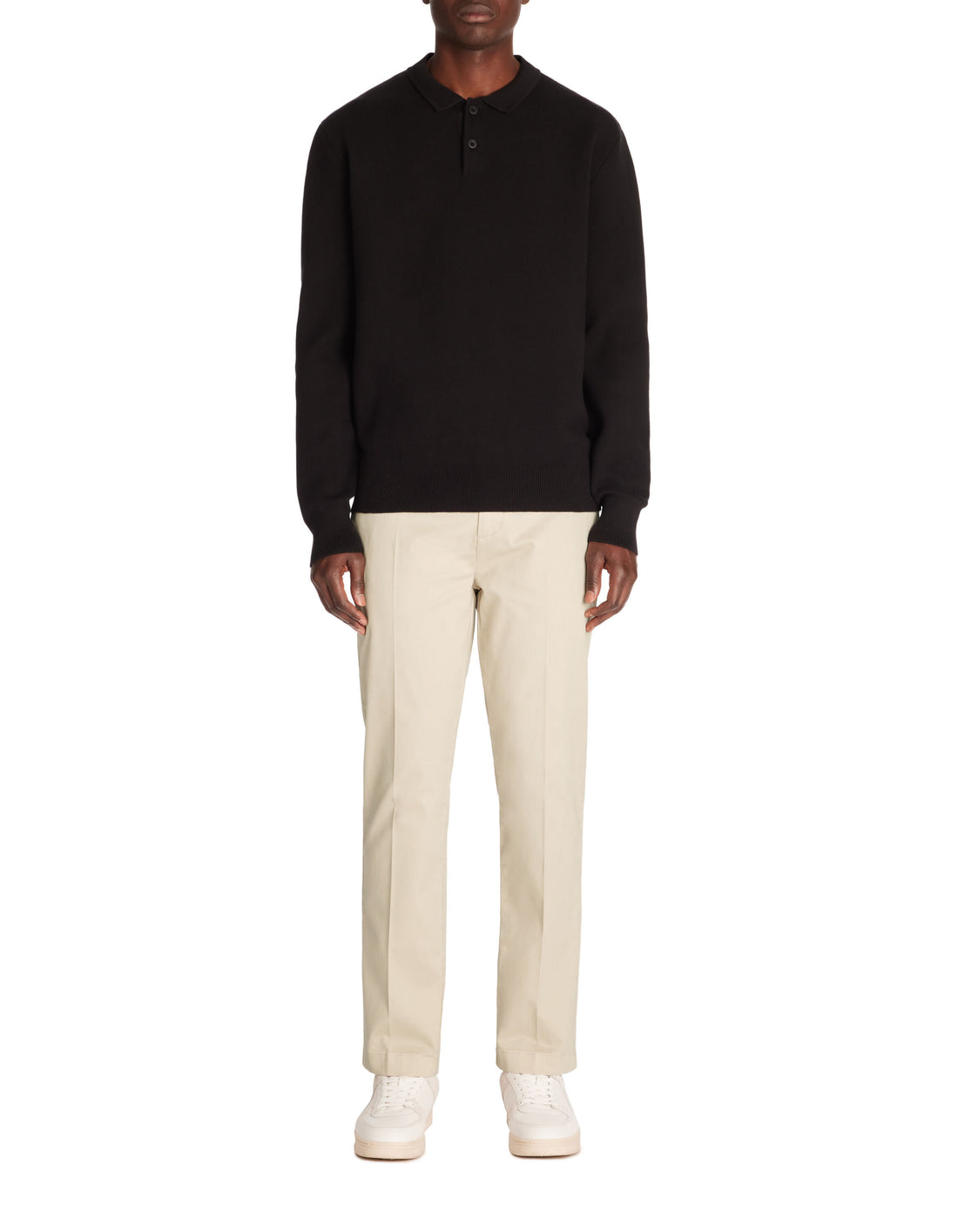 Celio_Black Relaxed Cotton-Blend Polo Shirt with Long Sleeves_JEPOCLO_BLACK_02