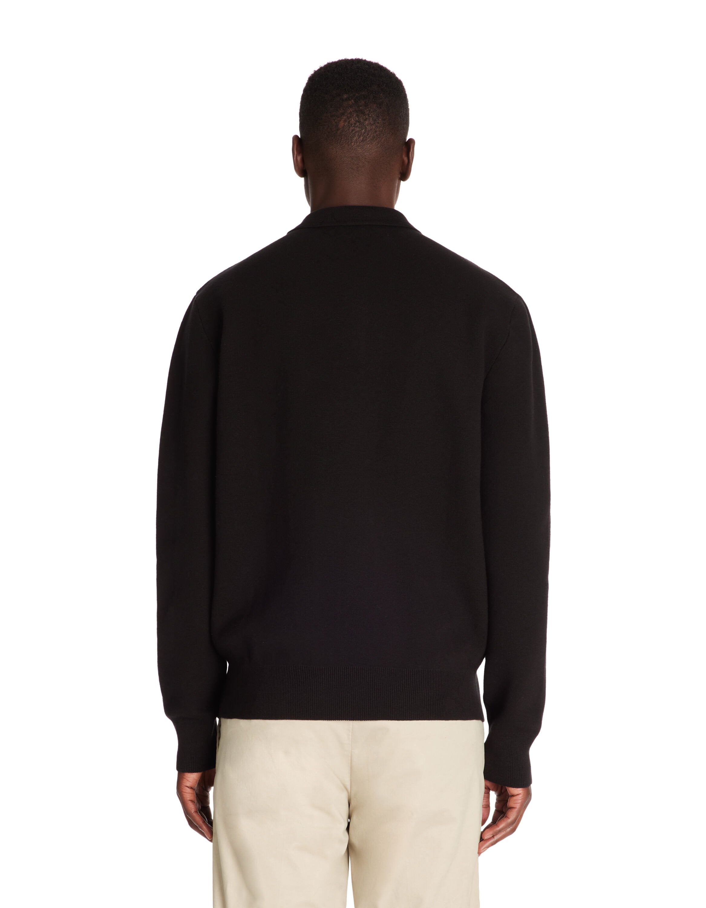 Celio_Black Relaxed Cotton-Blend Polo Shirt with Long Sleeves_JEPOCLO_BLACK_03
