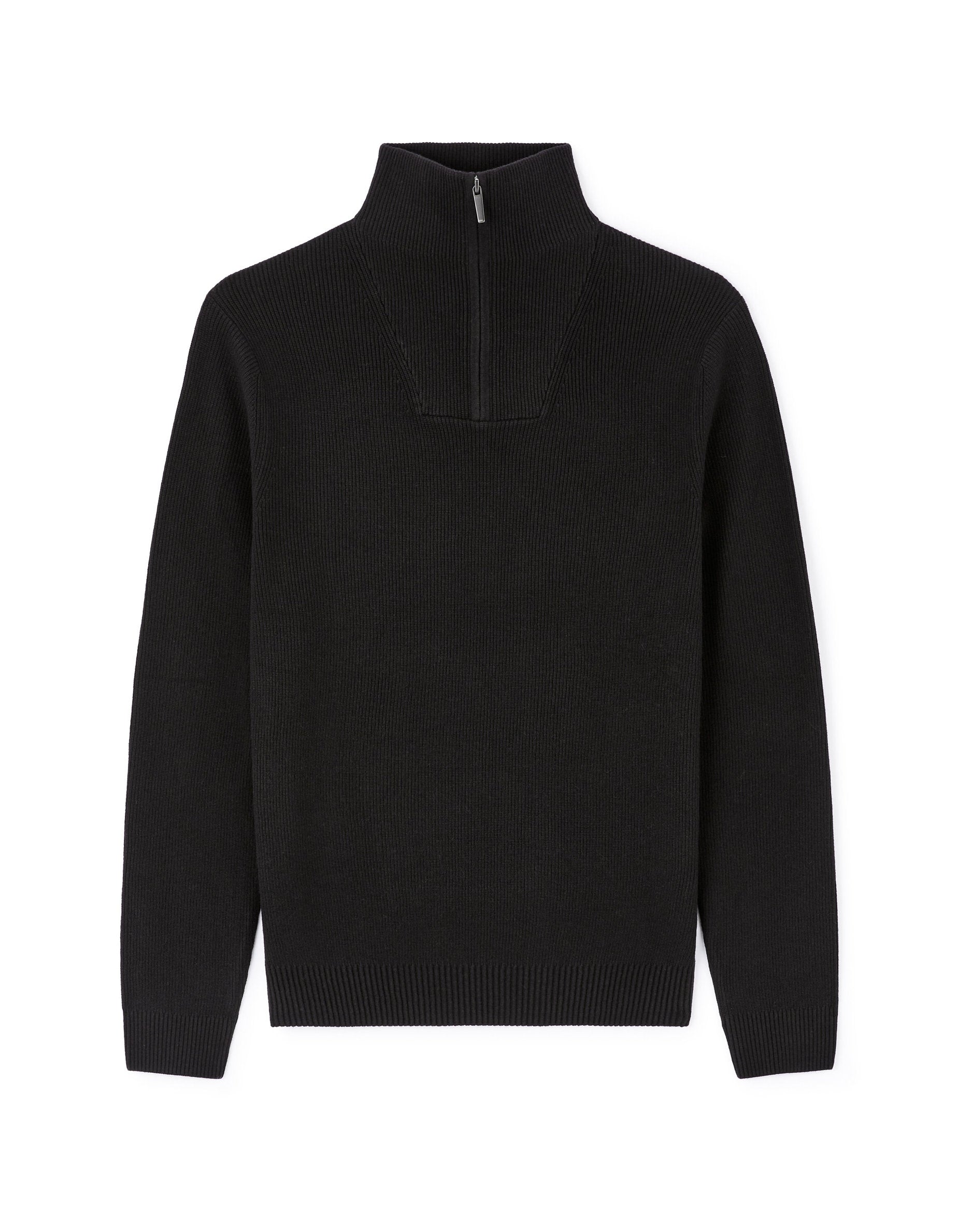 Celio_Black Regular Cotton-Blend Trucker Collar Sweater_JETRUCKER_BLACK_04