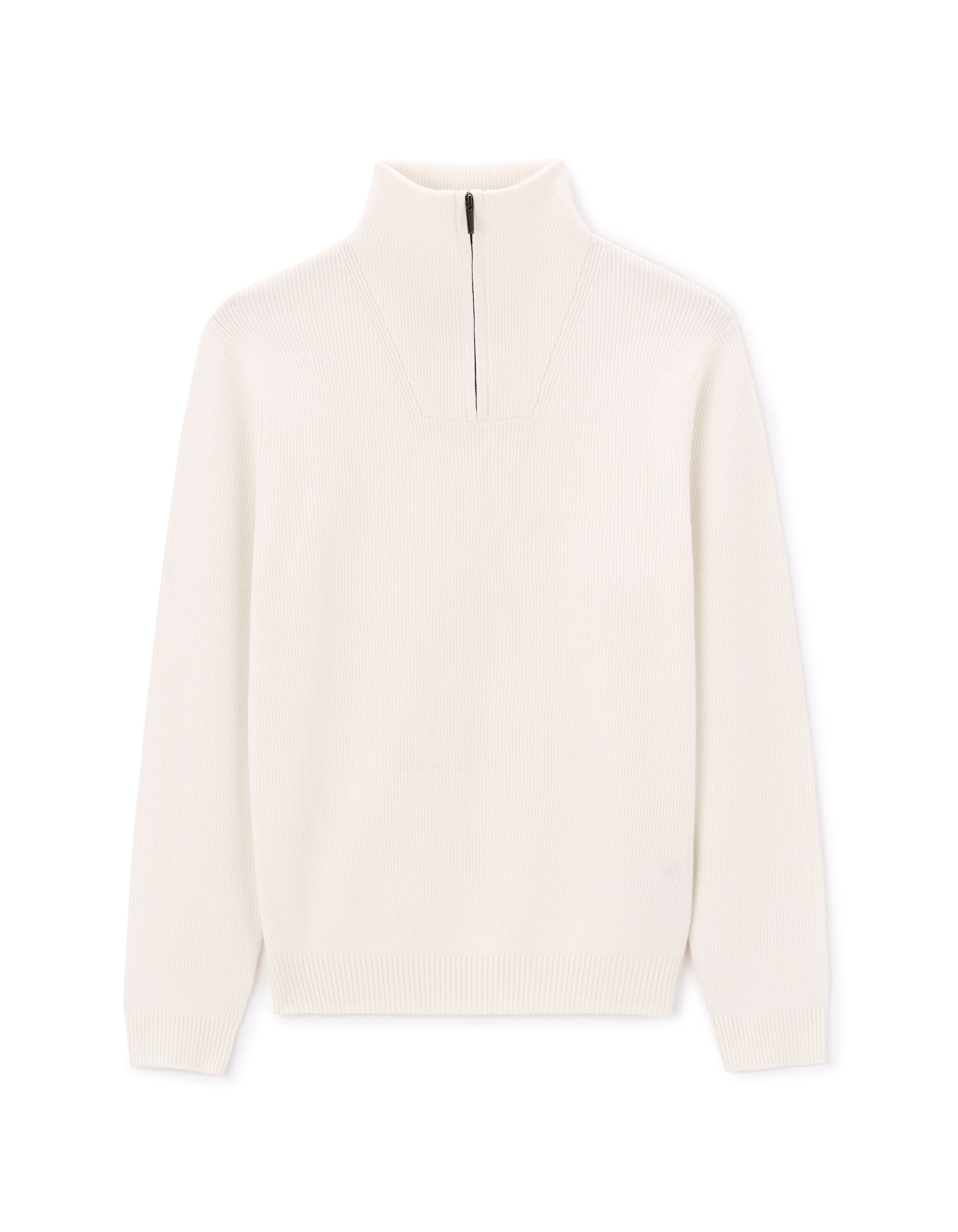 Celio_Ecru Regular Cotton-Blend Trucker Collar Sweater_JETRUCKER_ECRU_04