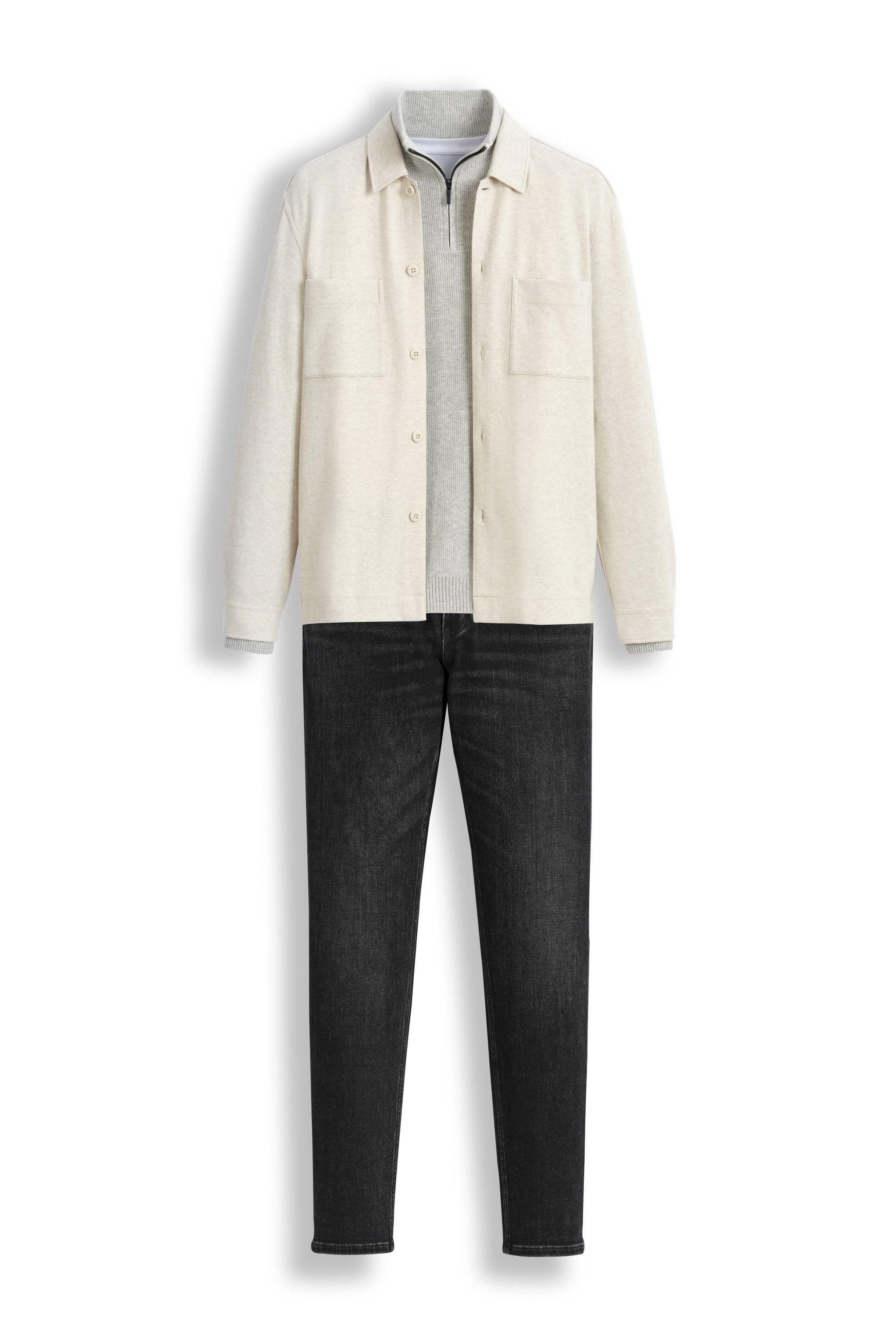 Celio_Heather Grey Regular Cotton-Blend Trucker Neck Sweater_JETRUCKER_LIGHT GREY MEL_04