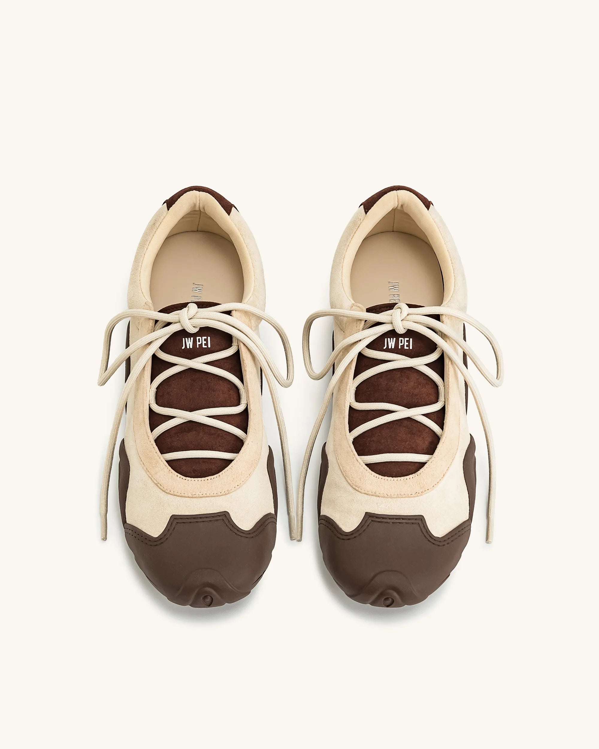 JW PEI Light Brown Women Caitlin Lace-up Ballerina Sneakers SKU: JF30521-32_Light Brown Image 01