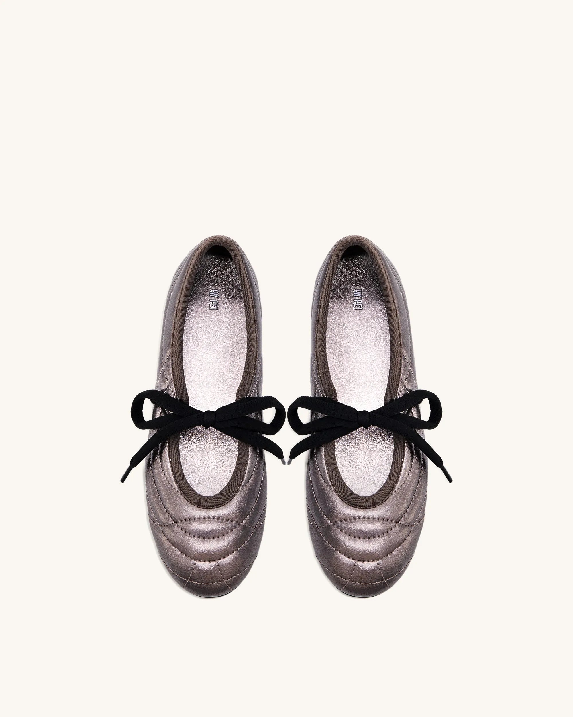 JW PEI Dark Brown Women Erika Topstitching Lace-up Ballet Flats - Dark Brown SKU: JF30619-32_Dark Brown Image 04