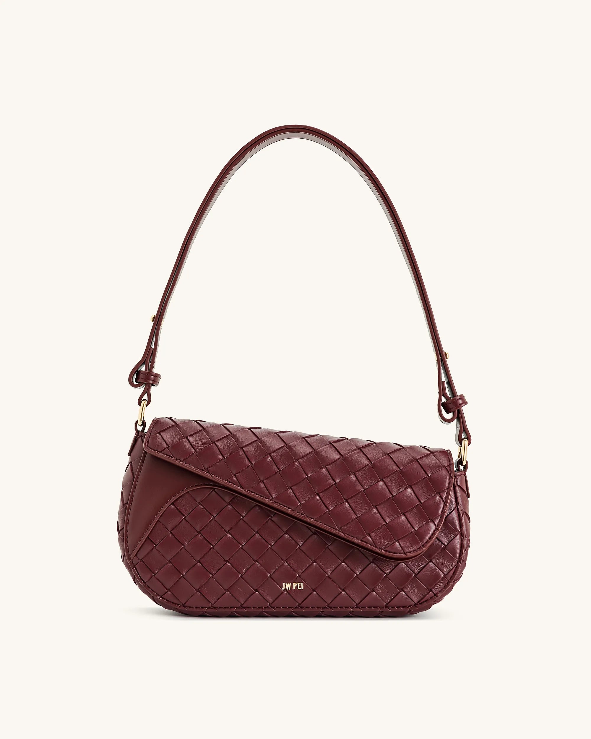 JW PEI_Burgundy_Addisyn Weave Texture Shoulder Bags_JH30314-41_Burgundy_01