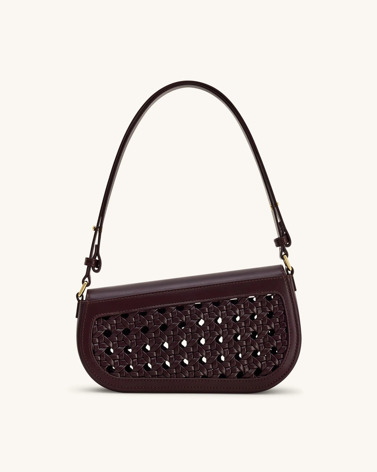 JW Pei Burgundy Women Addisyn Cutout Woven Shoulder Bag SKU: JH30314-43_Burgundy Image 03