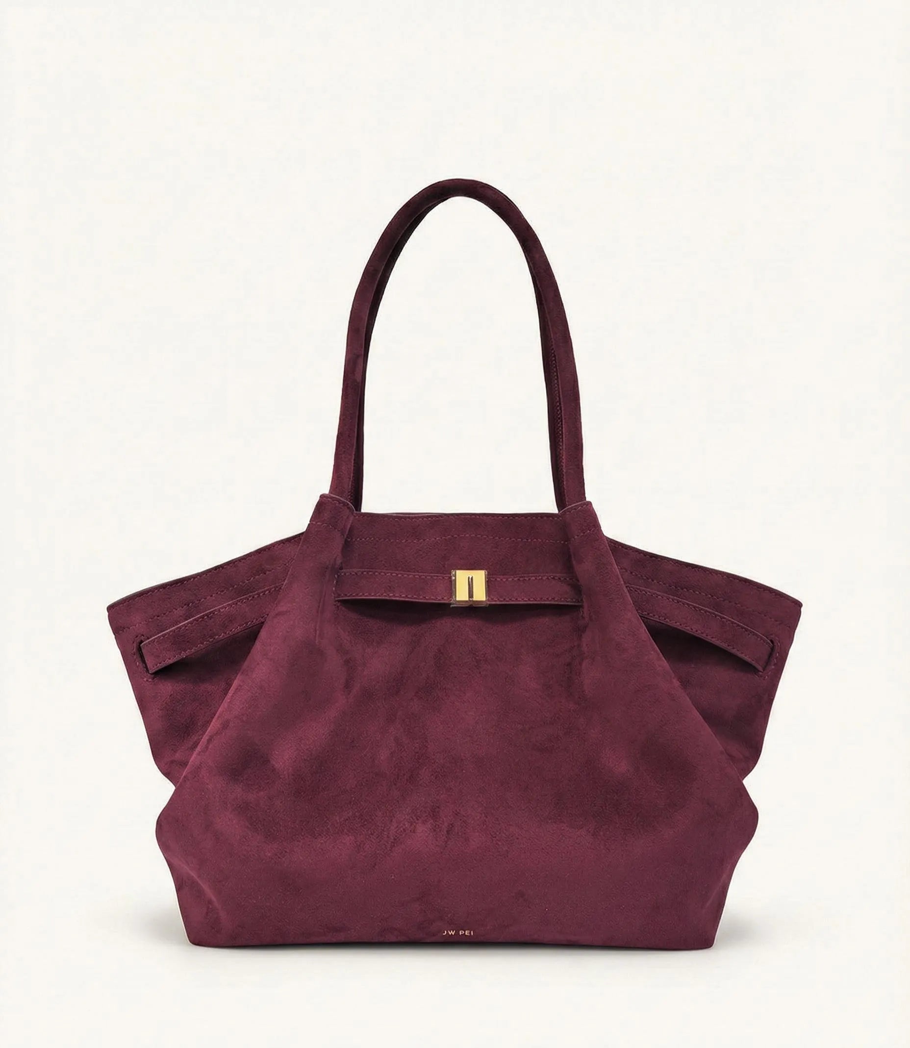 JW PEI Claret Women Hana Faux Suede Medium Tote Bag - Claret SKU: JH306B04-4W_Claret Image 01