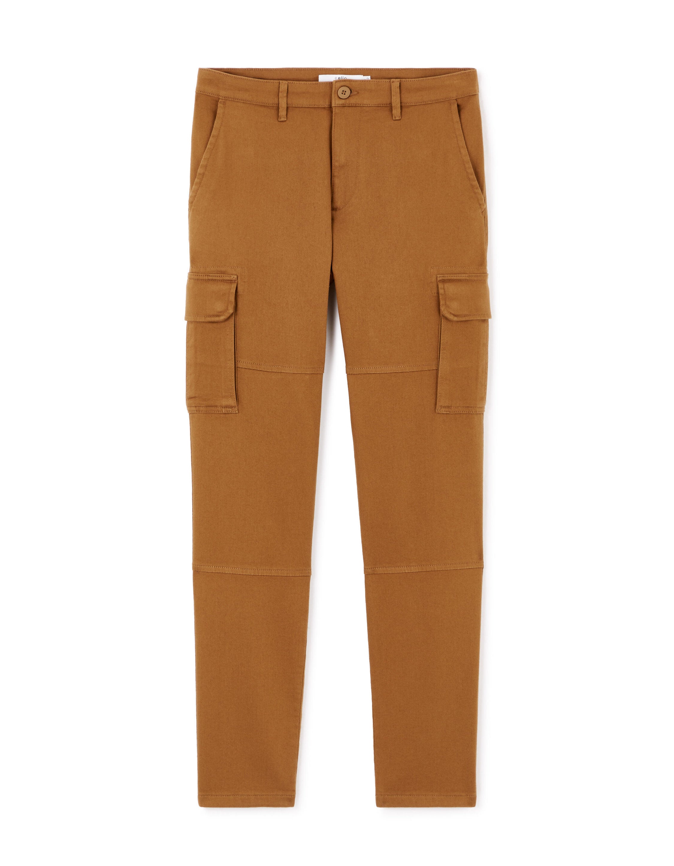 Celio_Straight Stretch Cotton Cargo Pants - Brown_JOMAILLE_CAMEL_03