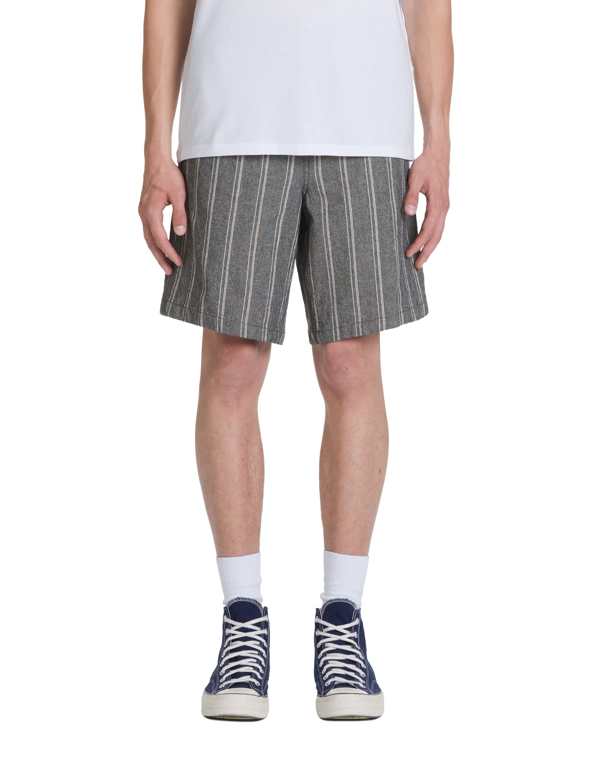 Striped Cotton Bermuda Shorts - Black_02