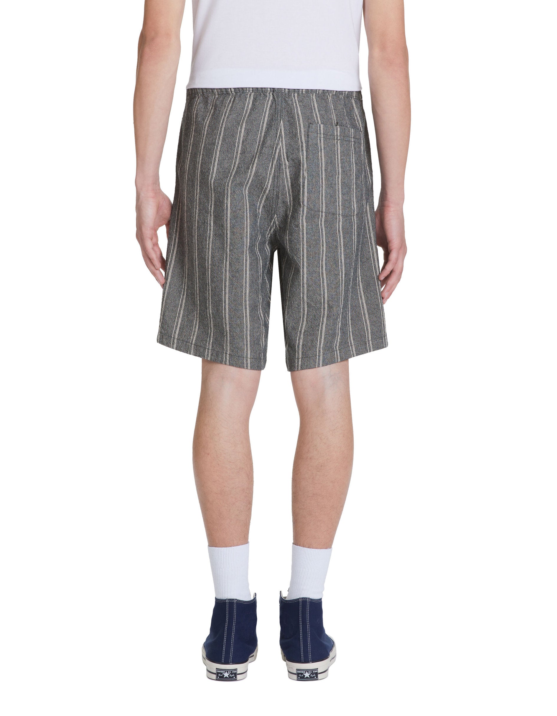 Striped Cotton Bermuda Shorts - Black_04