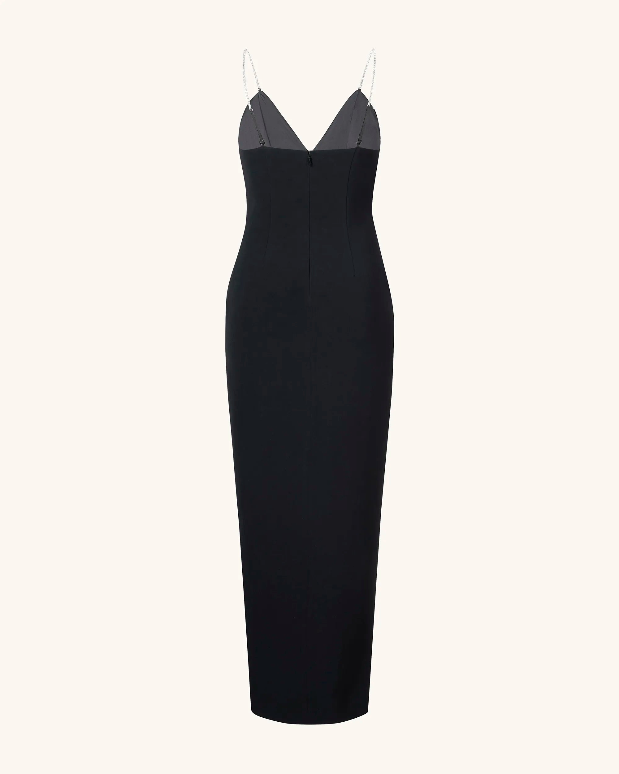 JW PEI_Black_Ayliua Neckline Rhinestones Embellished Long Dress_JR30230-1_Black_05