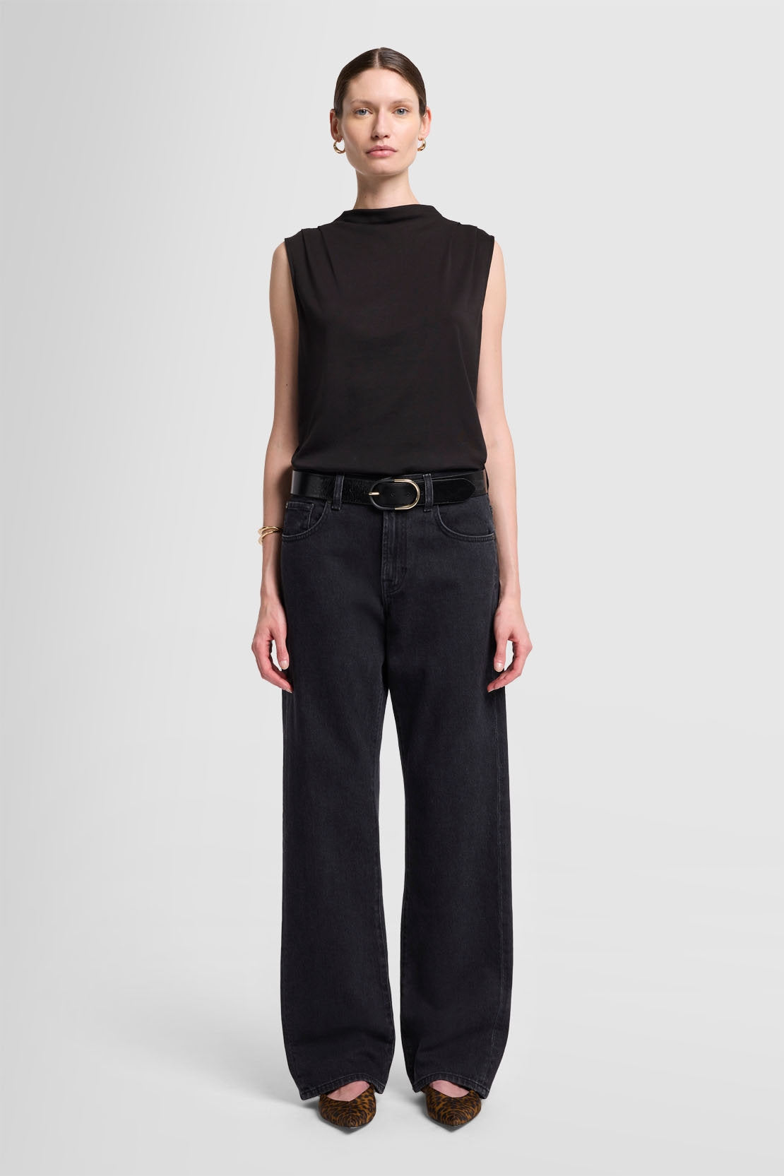 High Neck Draped Fine Rib Black_JSCL7130BK_BK_02